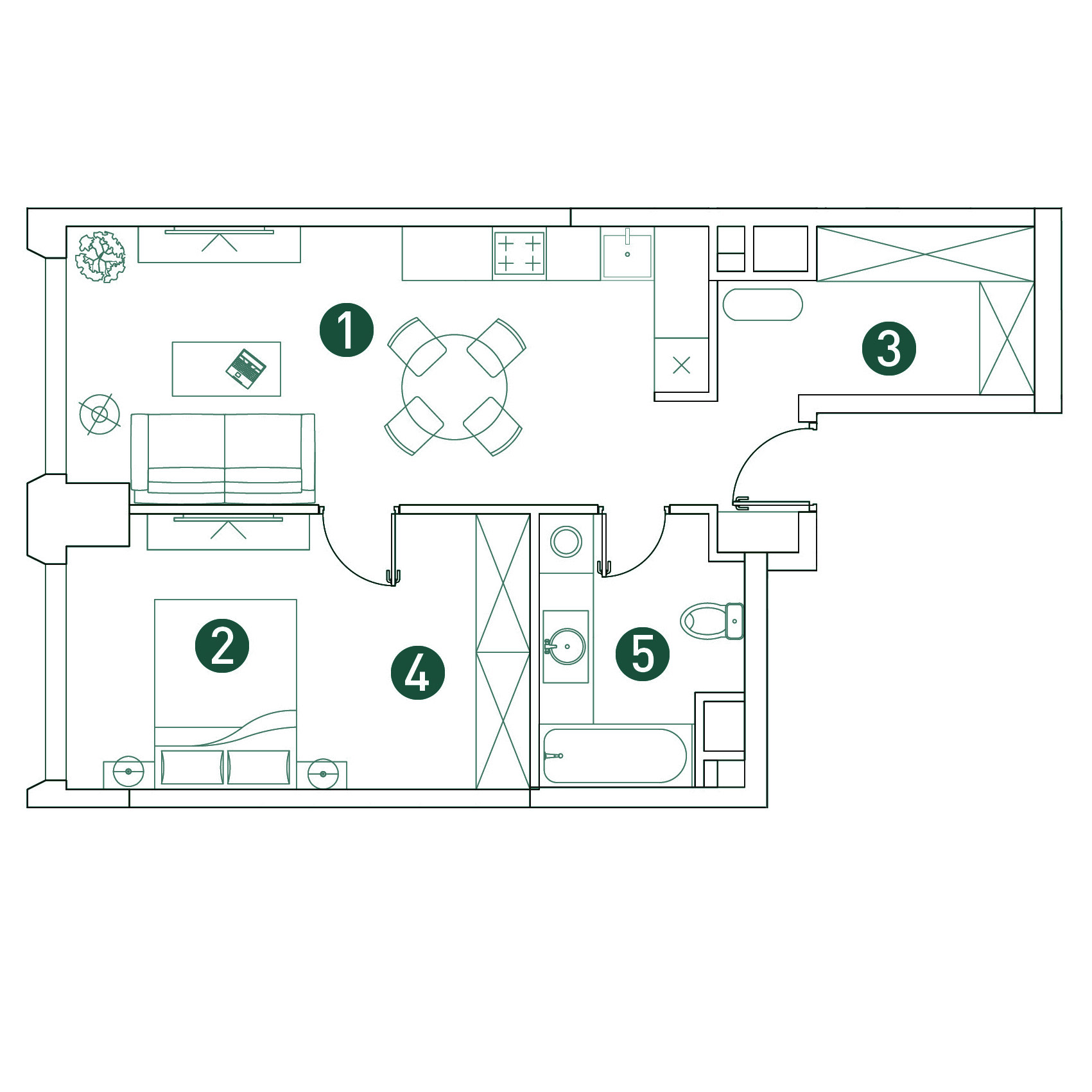 2 комн. квартира, 51 м², 2 этаж 