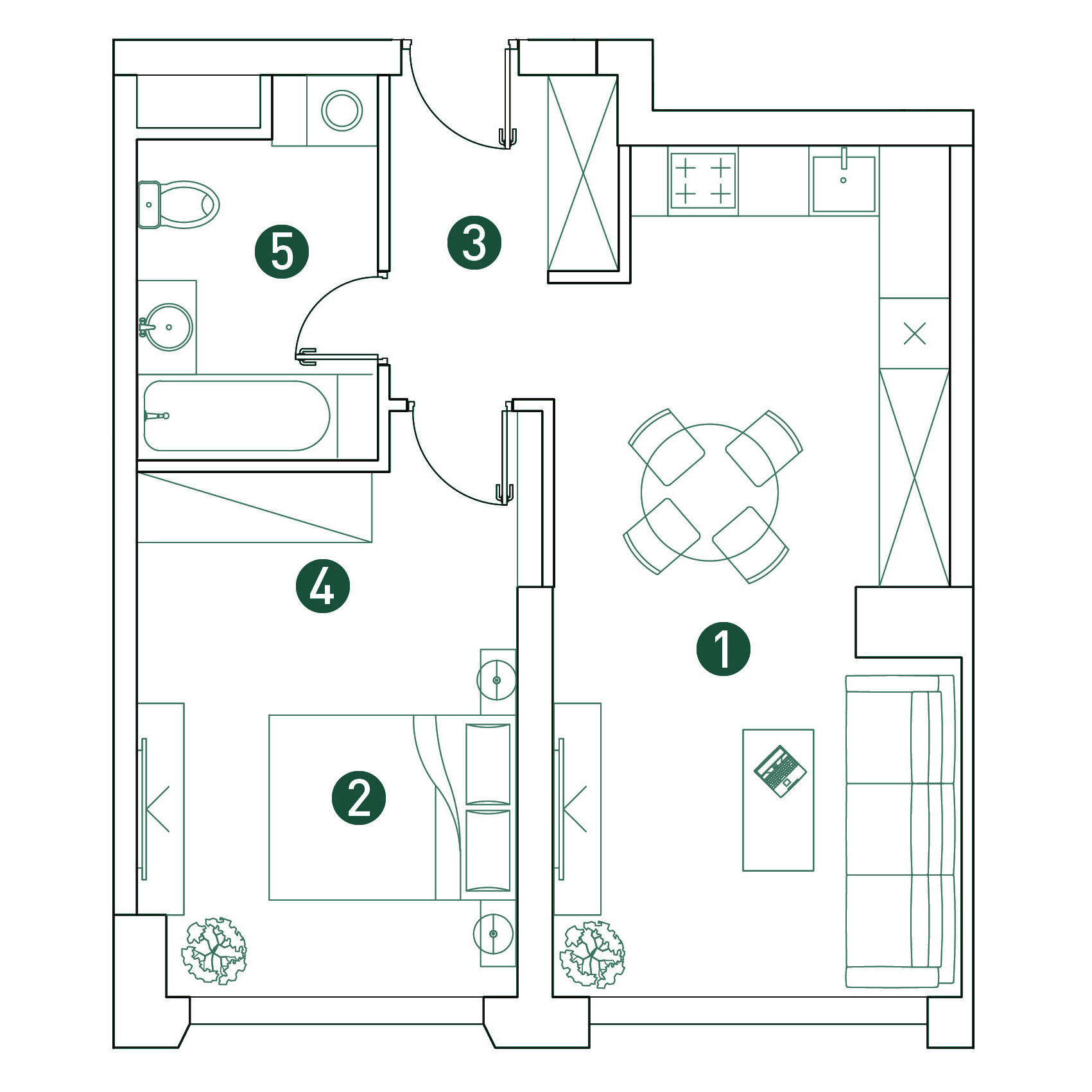 2 комн. квартира, 49.5 м², 4 этаж 