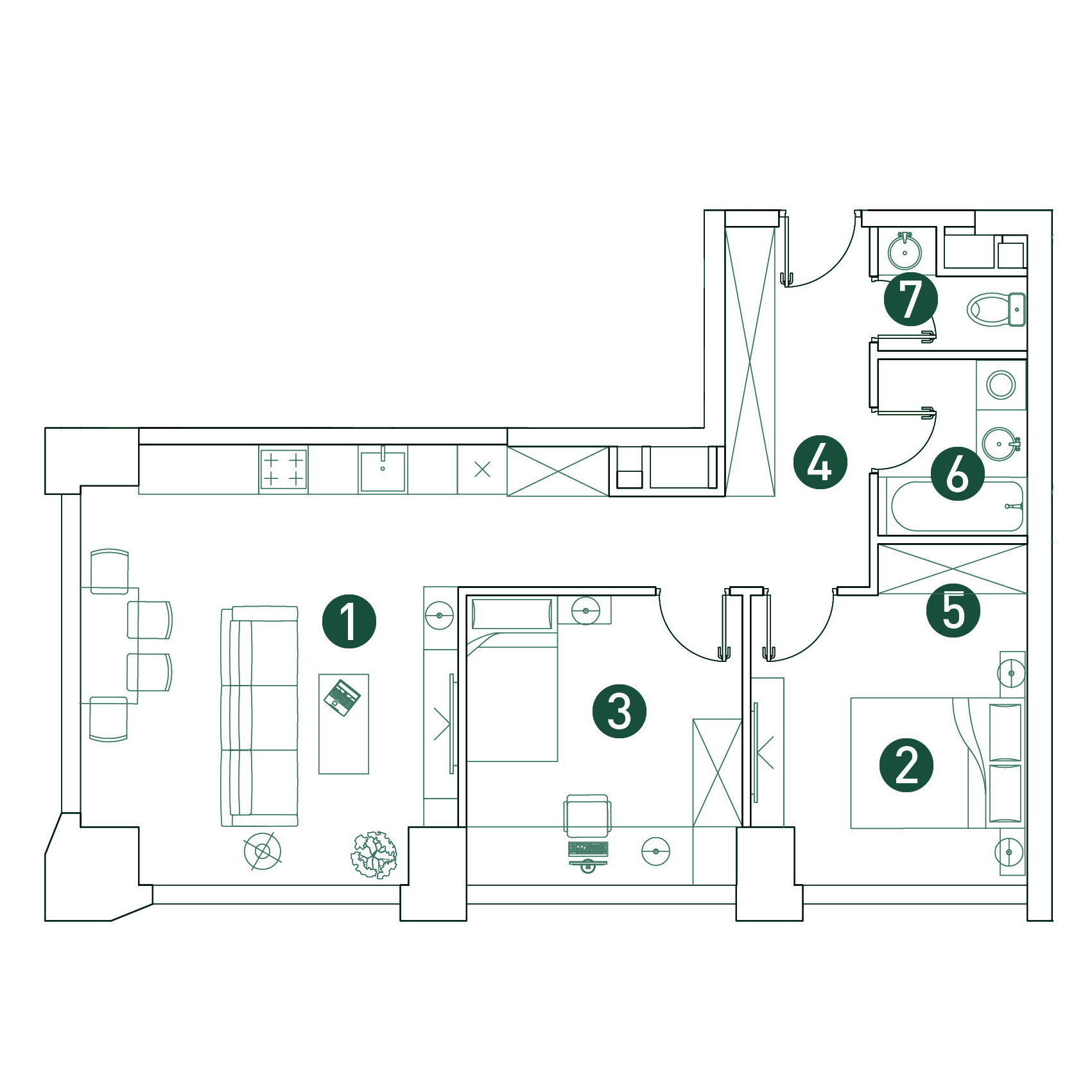 3 комн. квартира, 65.1 м², 6 этаж 