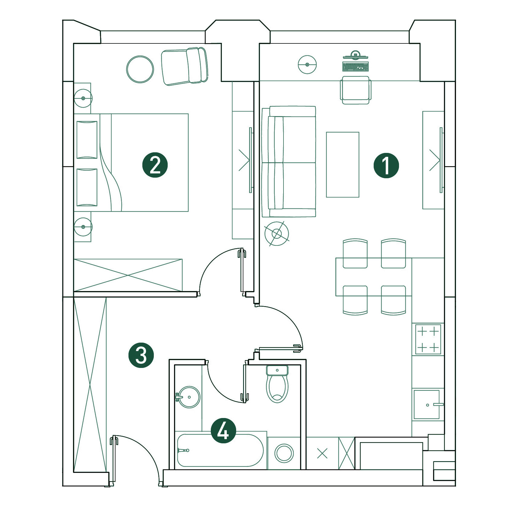 2 комн. квартира, 50.7 м², 8 этаж 
