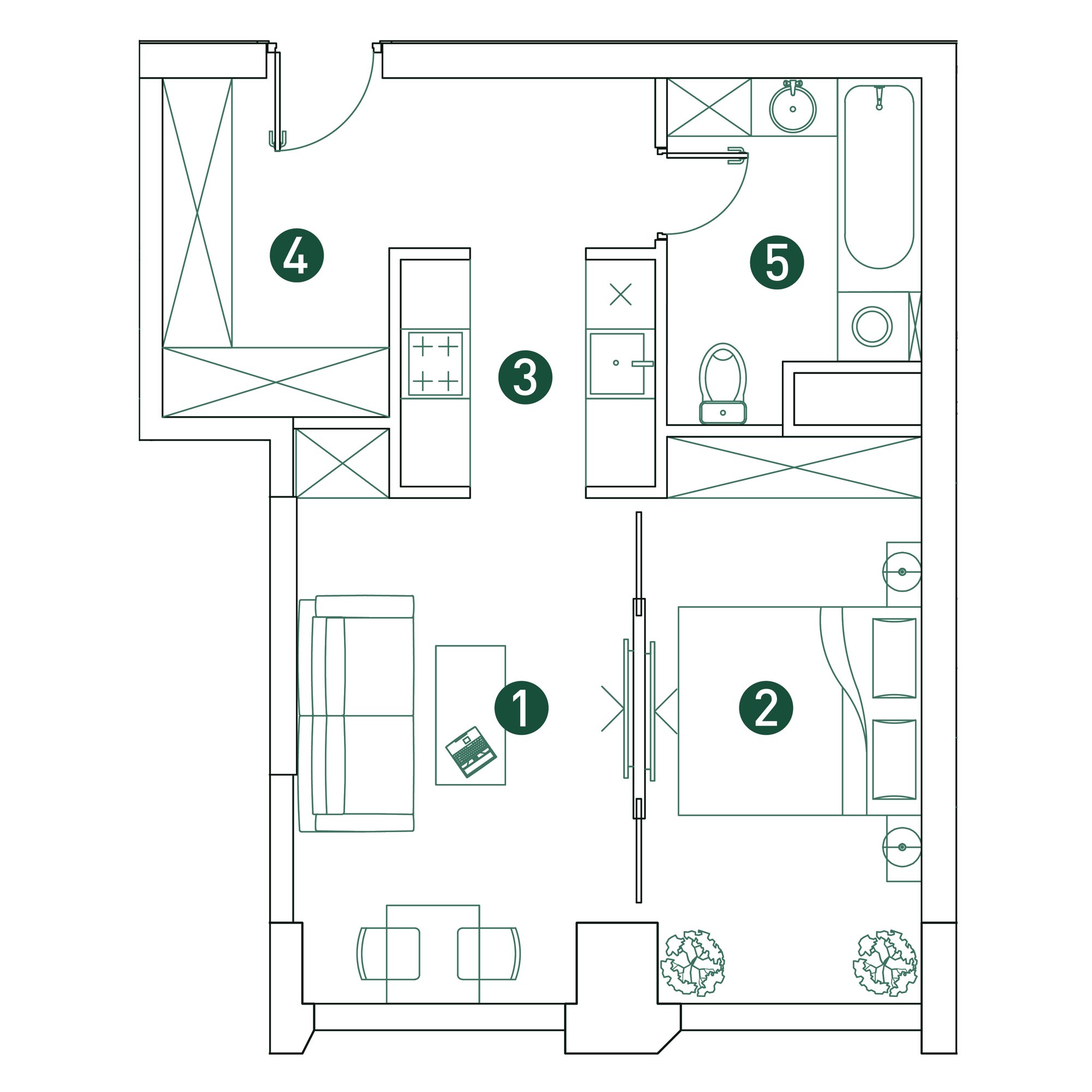 2 комн. квартира, 44.3 м², 10 этаж 