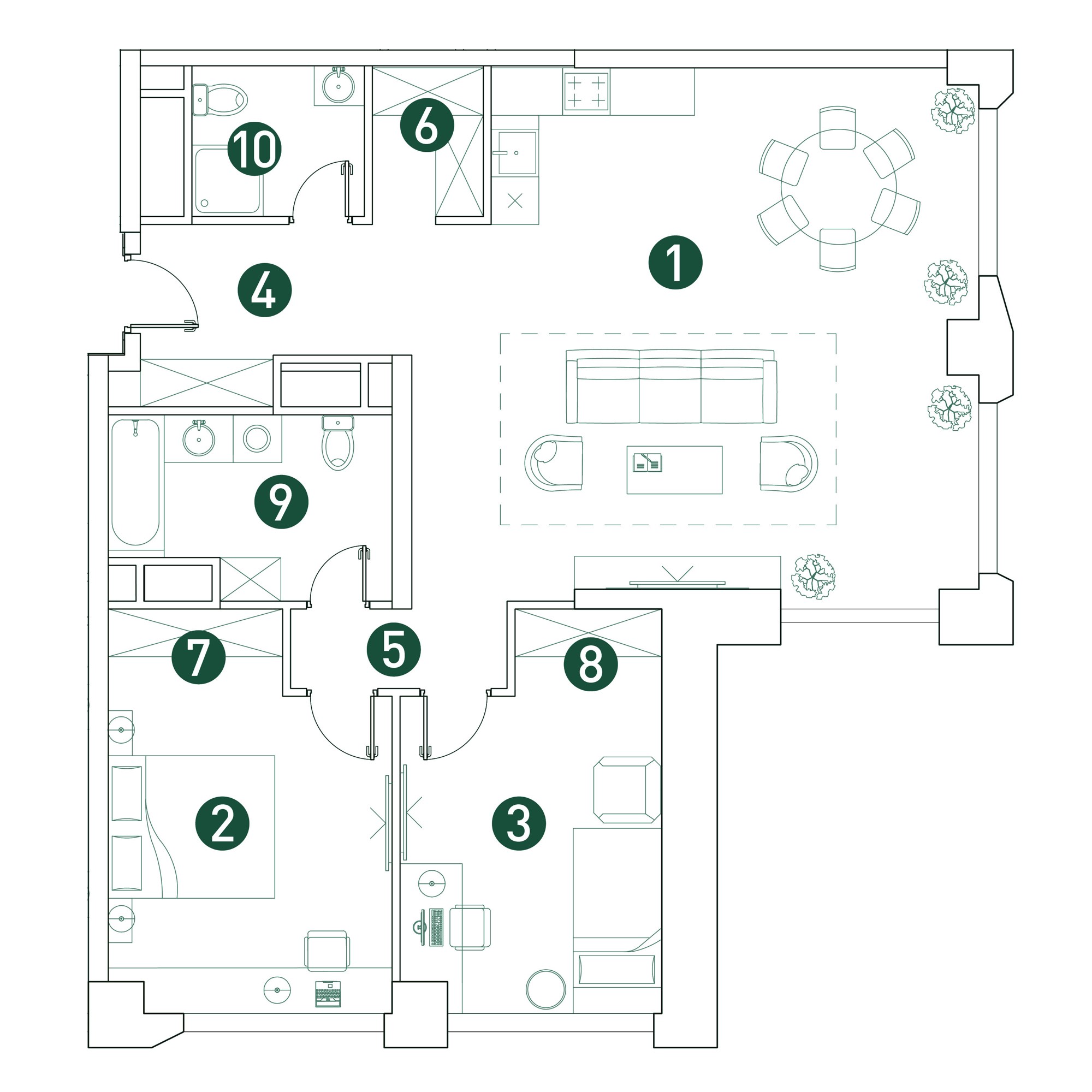 3 комн. квартира, 100.8 м², 20 этаж 