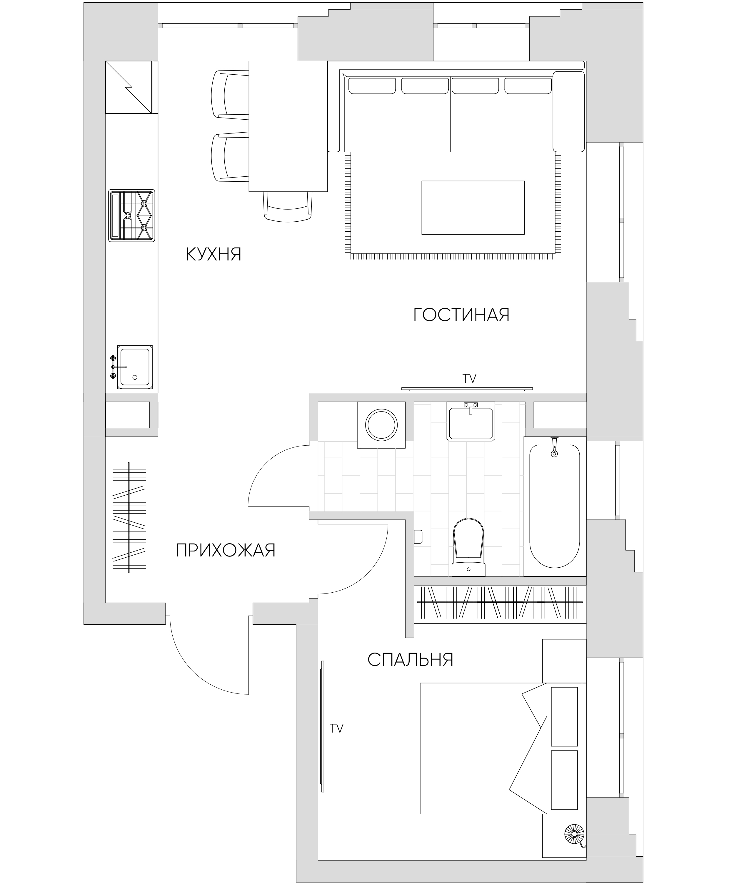 1 комн. квартира, 41.5 м², 8 этаж 