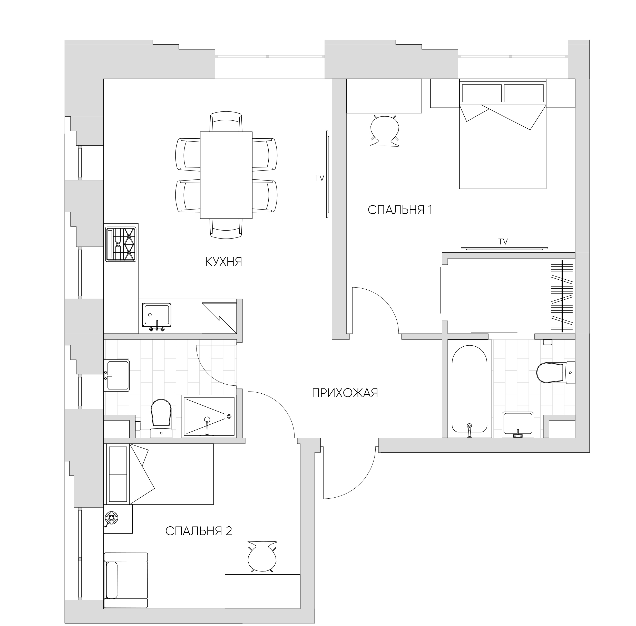 2 комн. квартира, 57.2 м², 18 этаж 