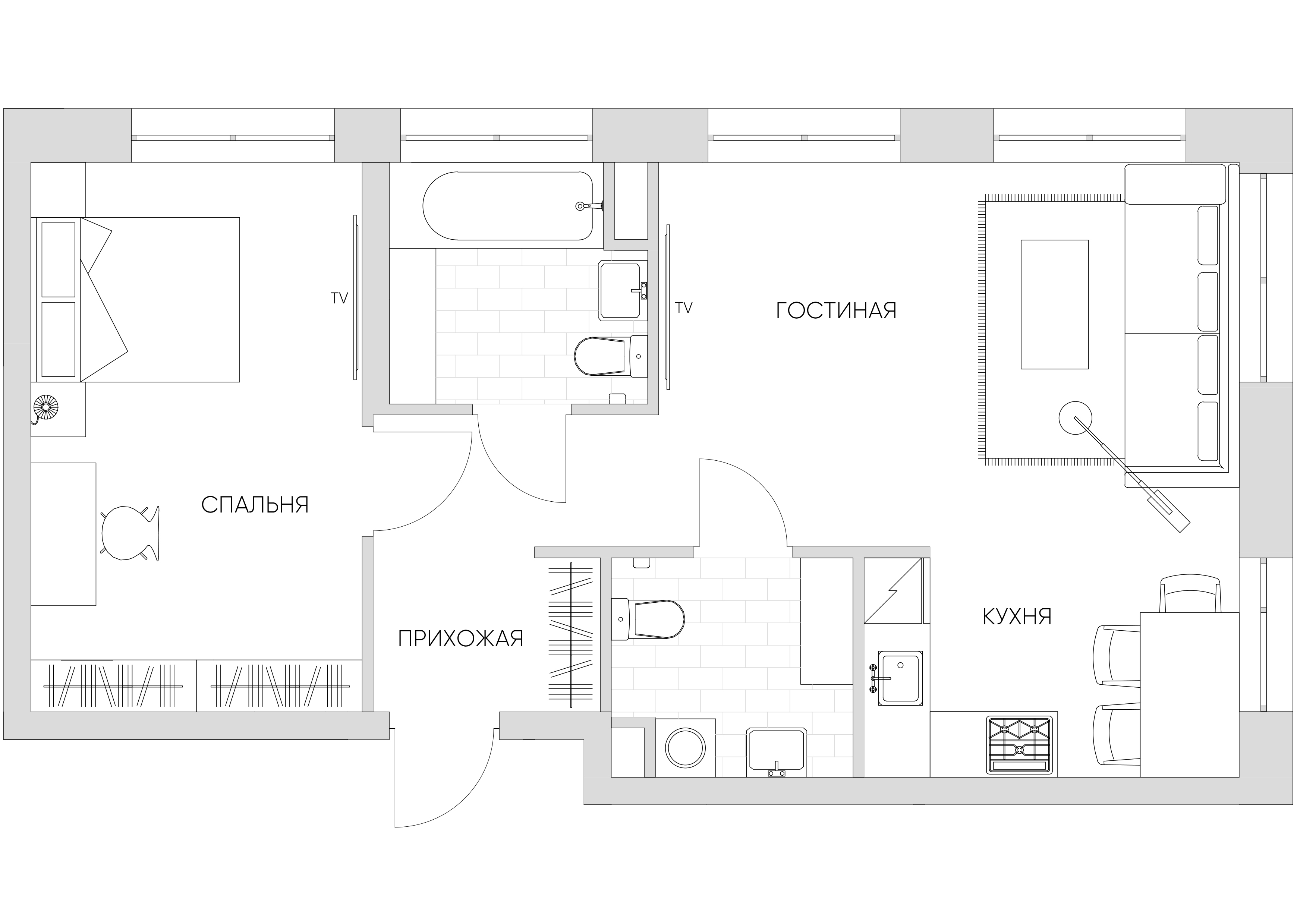 2 комн. квартира, 55.5 м², 18 этаж 