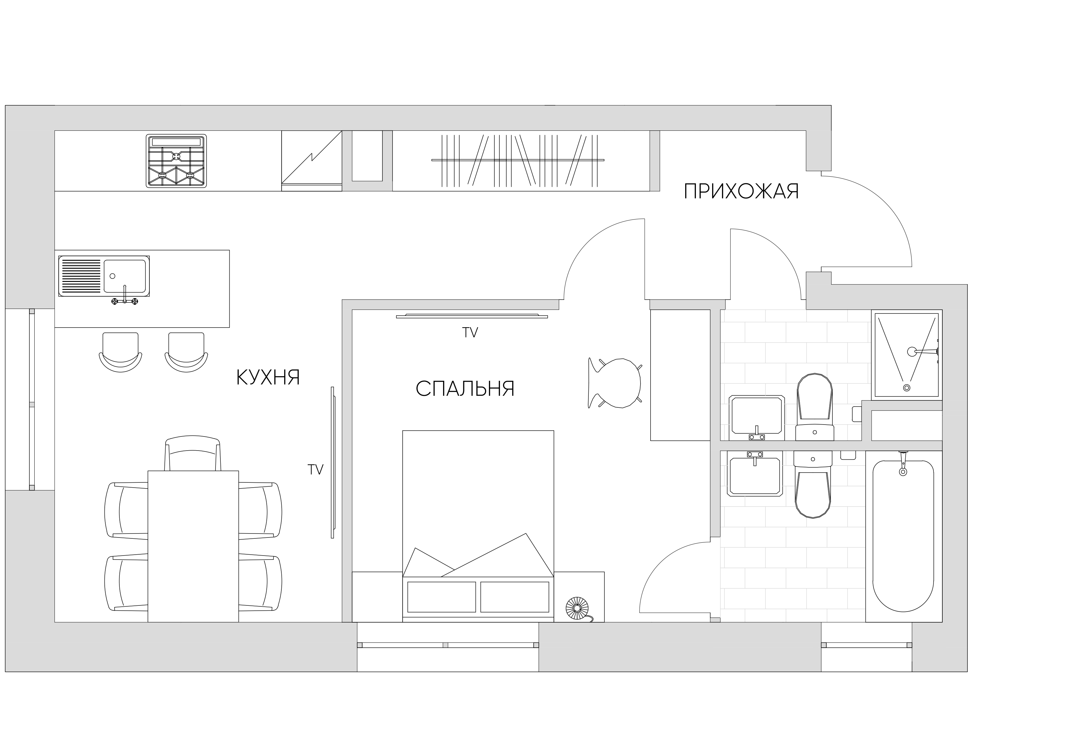 1 комн. квартира, 38.5 м², 4 этаж 