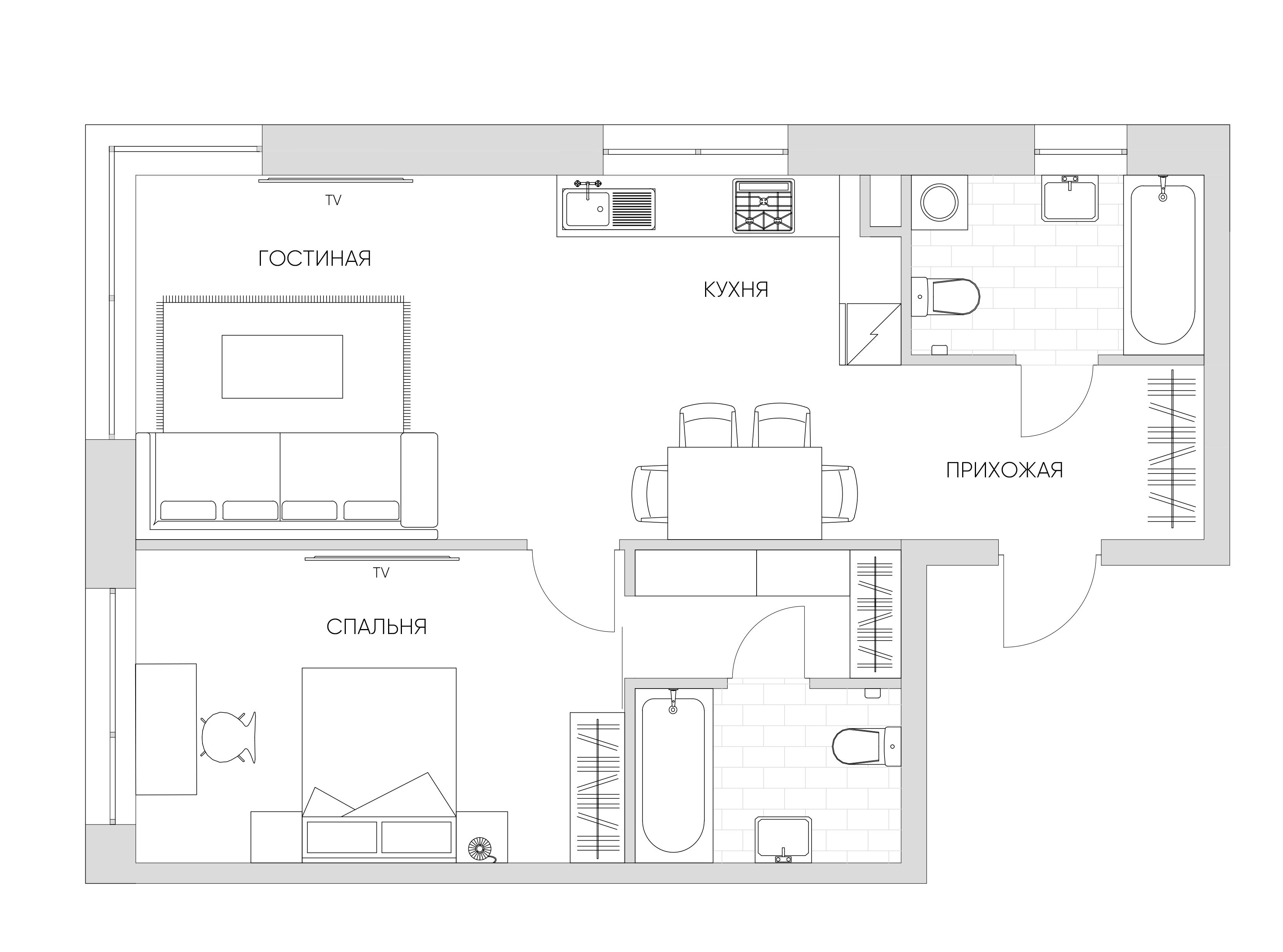 2 комн. квартира, 58.4 м², 19 этаж 