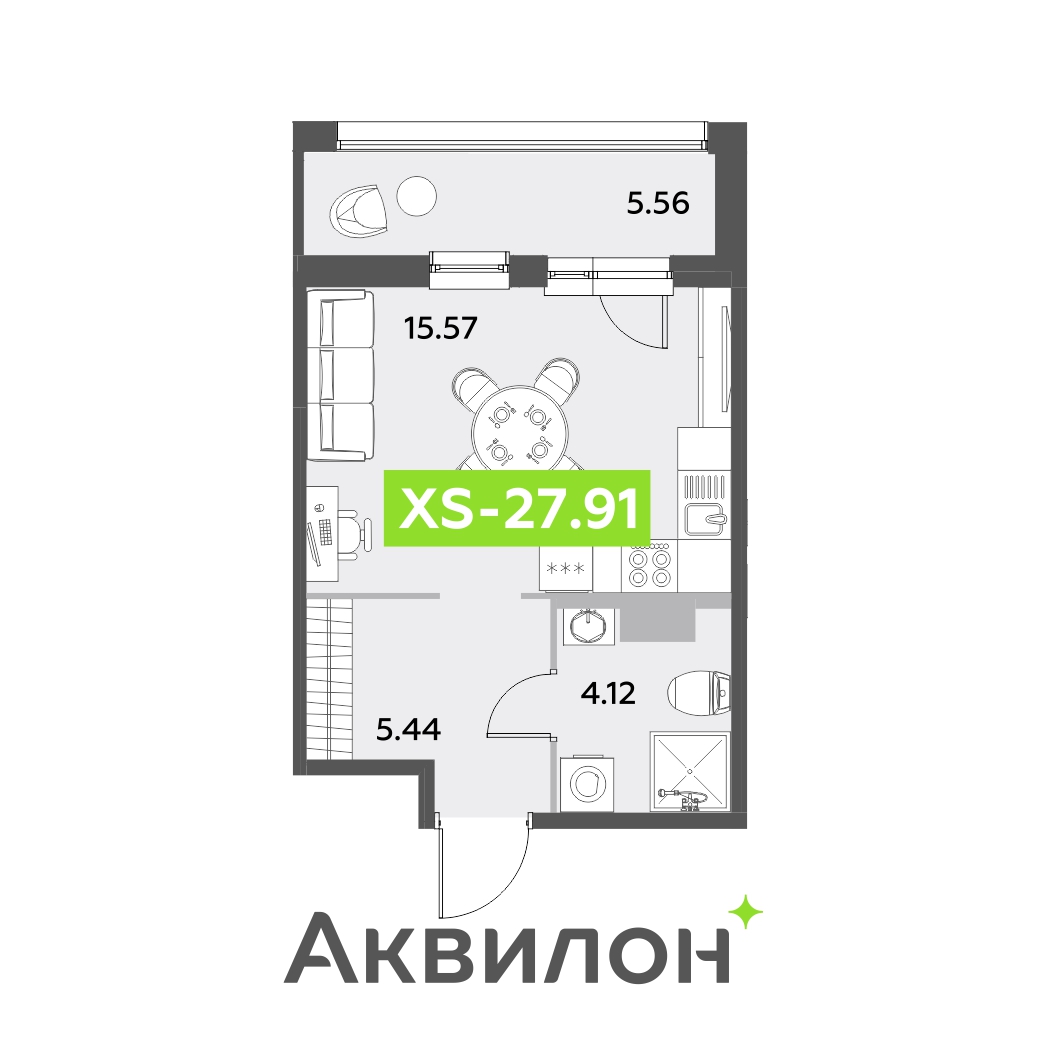 студия, 27.9 м², 10 этаж 