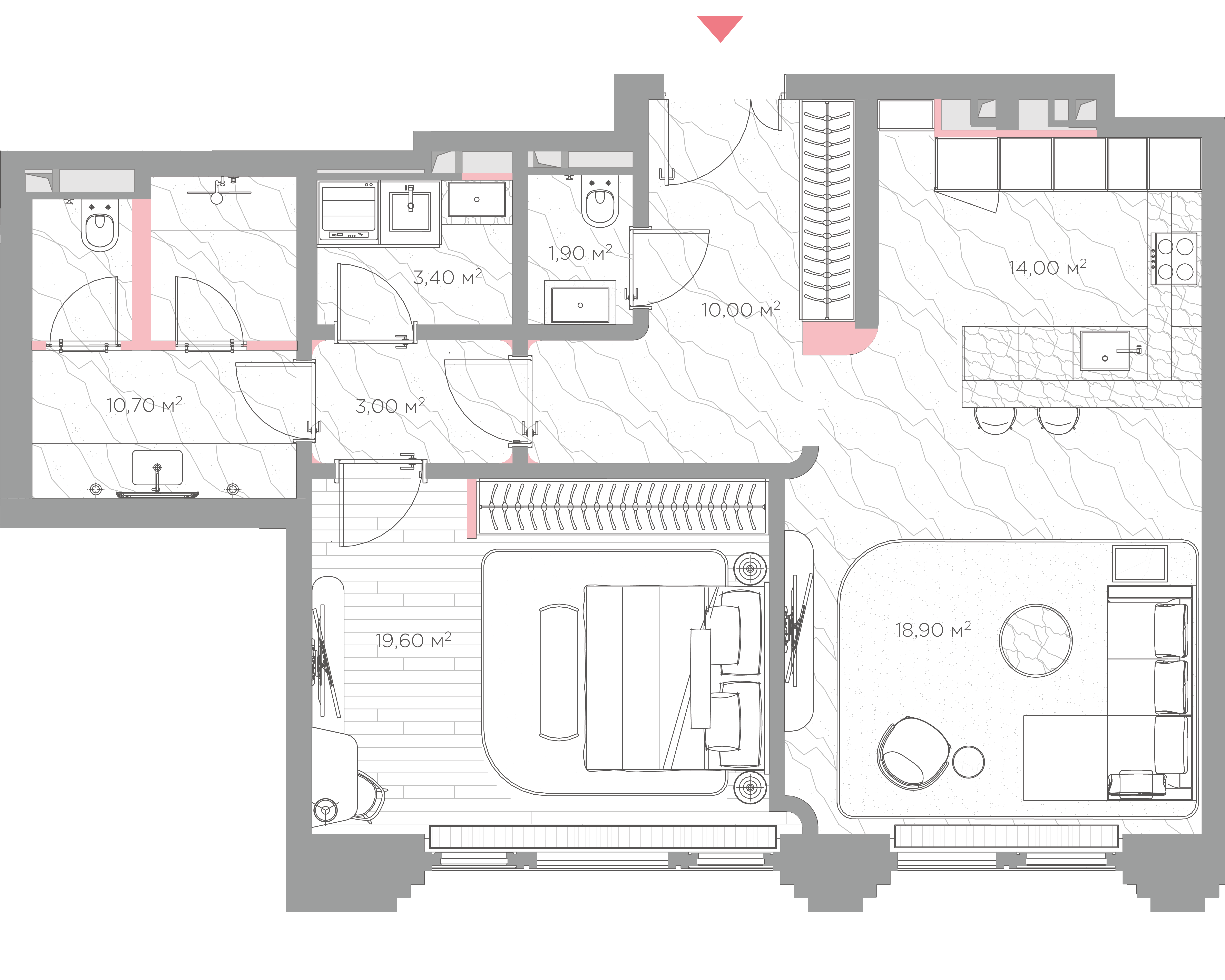 квартира со свободной планировкой, 81.5 м², 4 этаж 
