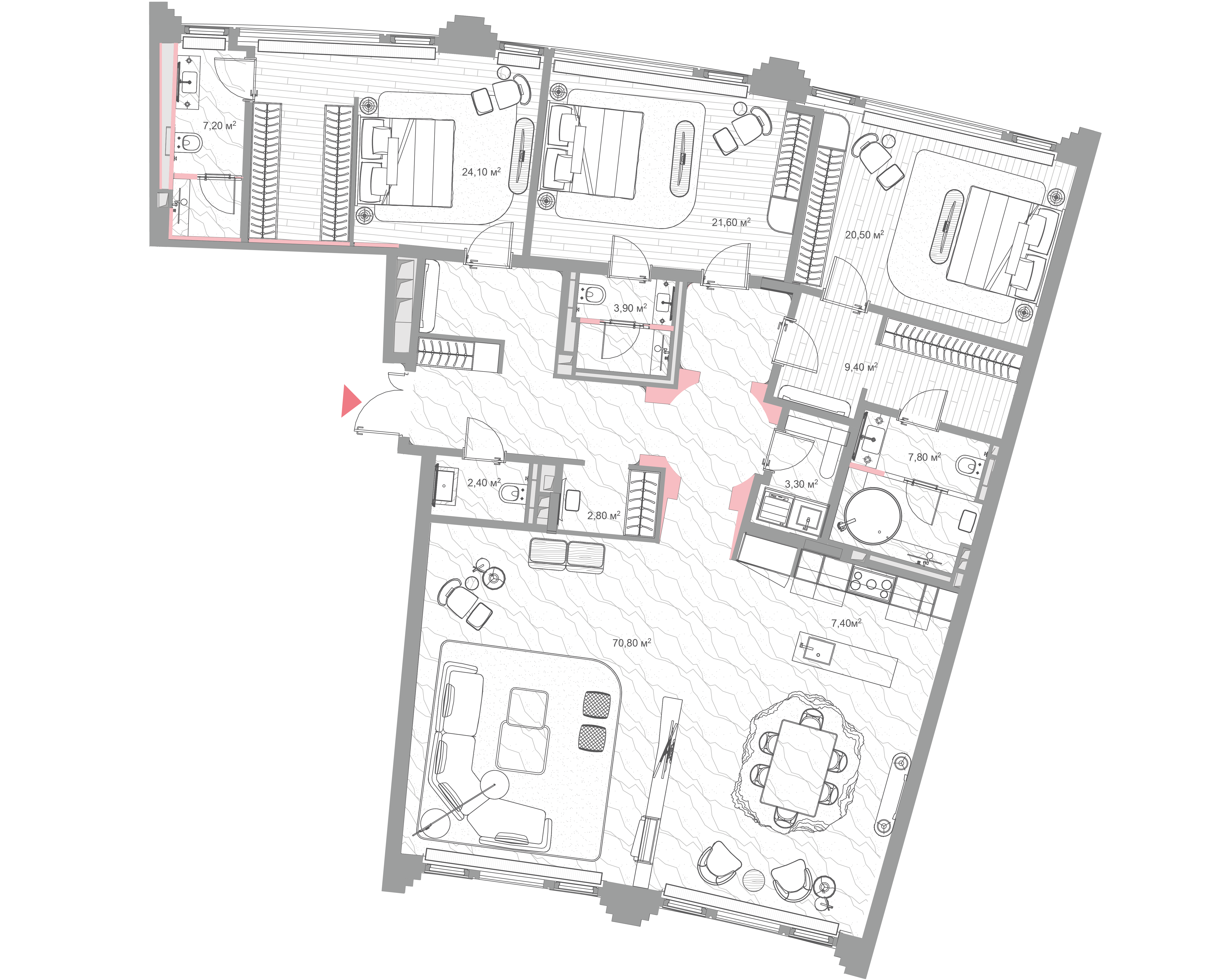 3 комн. квартира, 205.5 м², 5 этаж 