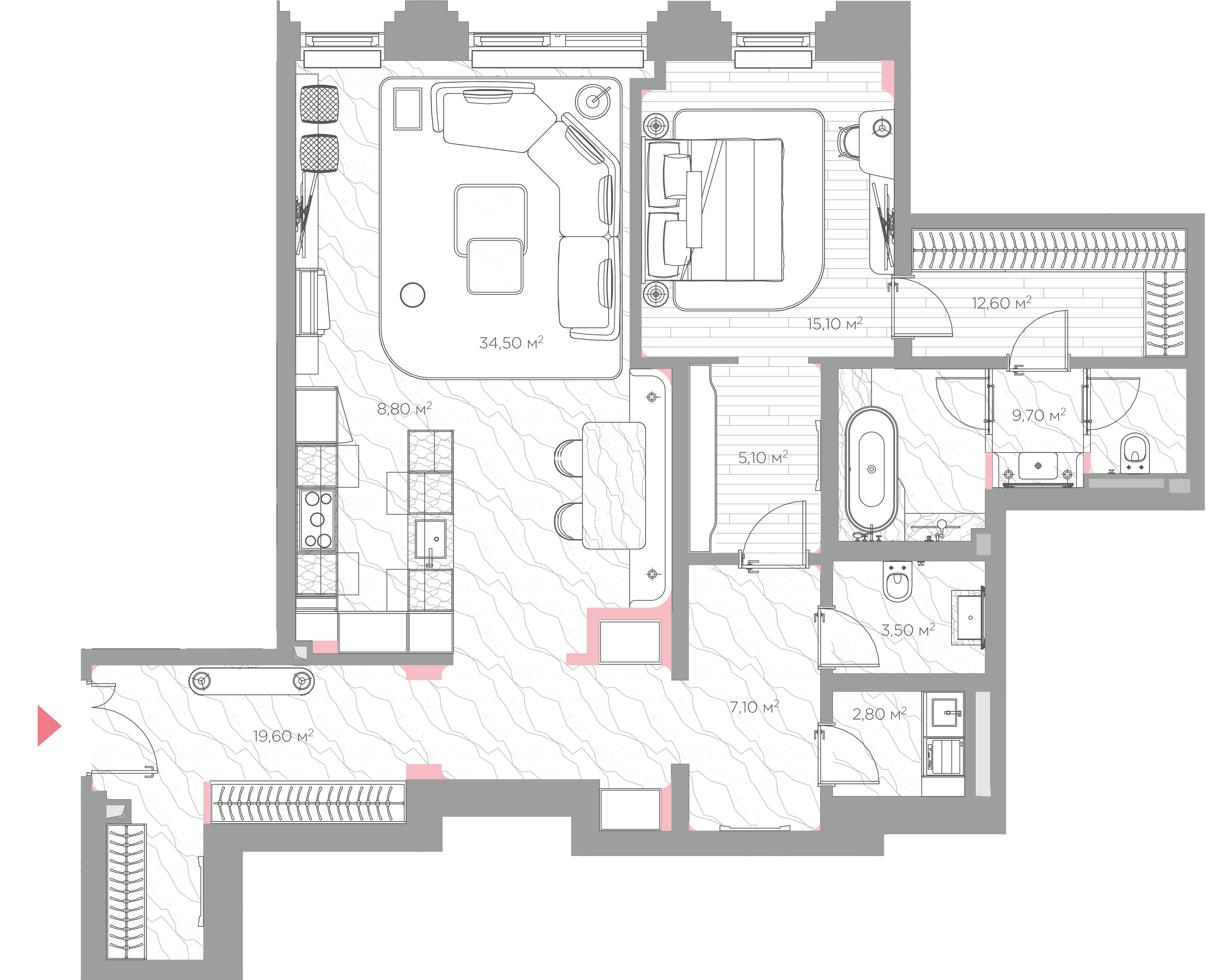 квартира со свободной планировкой, 118.8 м², 2 этаж 