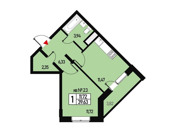 1 комн. квартира, 36 м², 3 этаж 