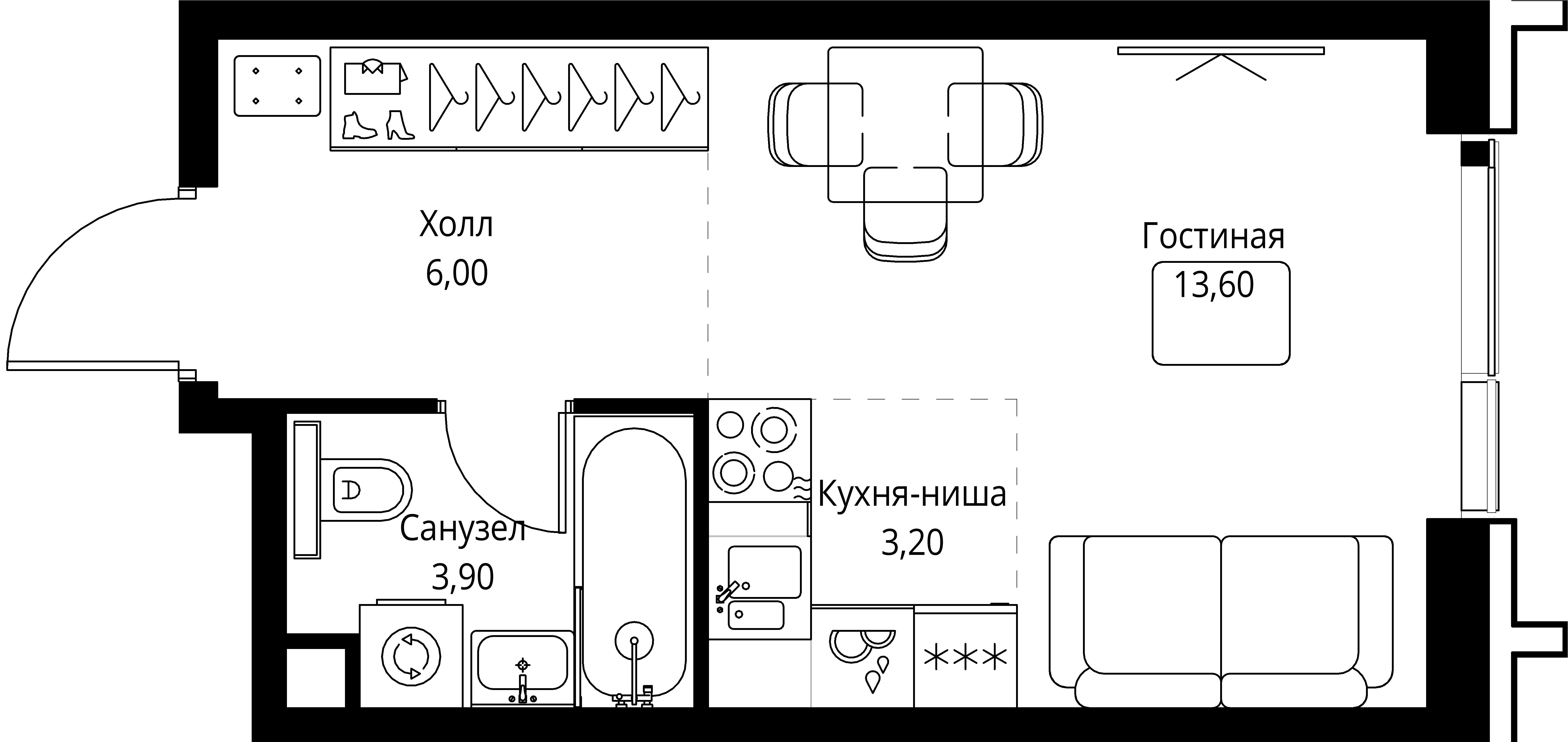 студия, 29 м², 14 этаж 