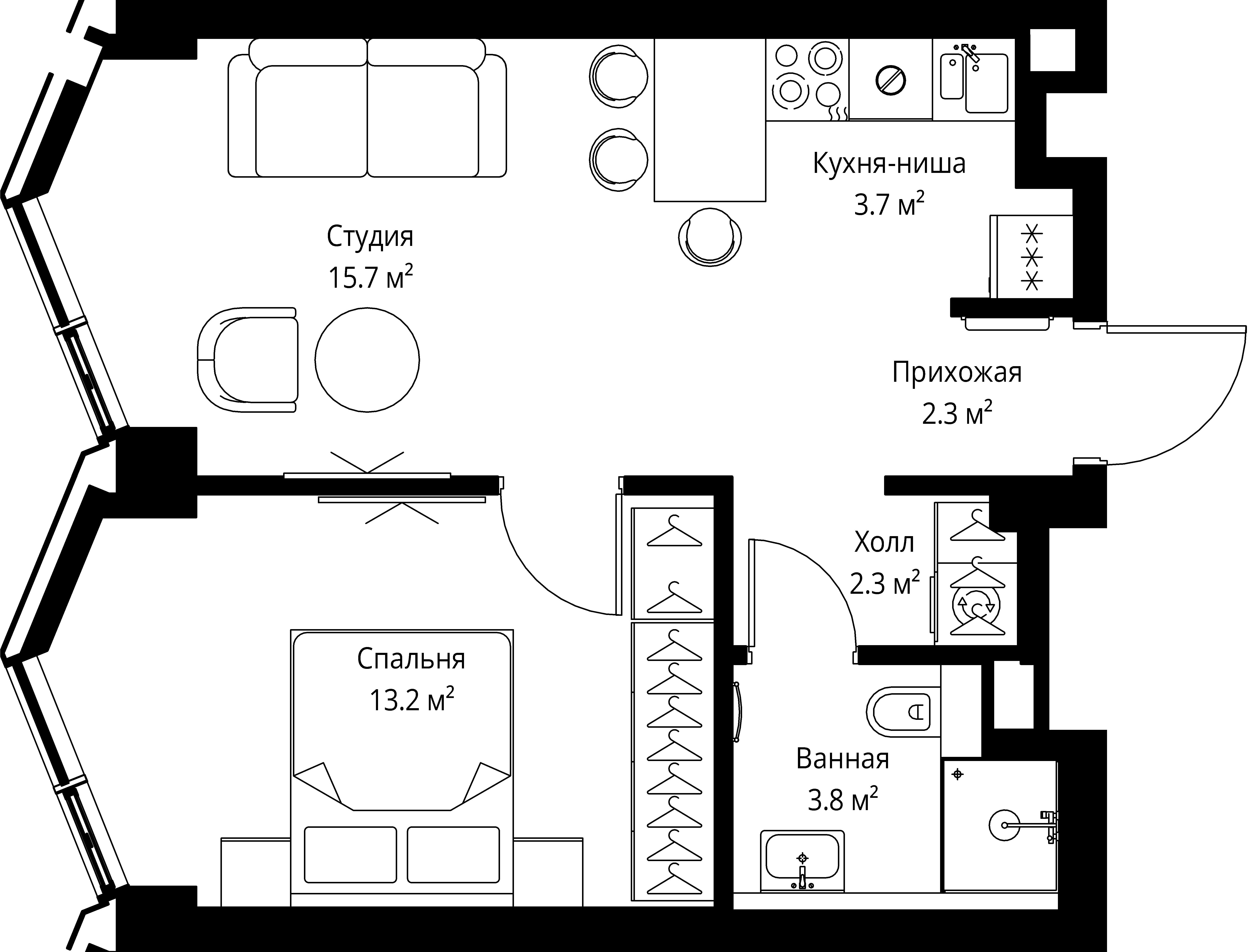 1 комн. квартира, 41 м², 10 этаж 