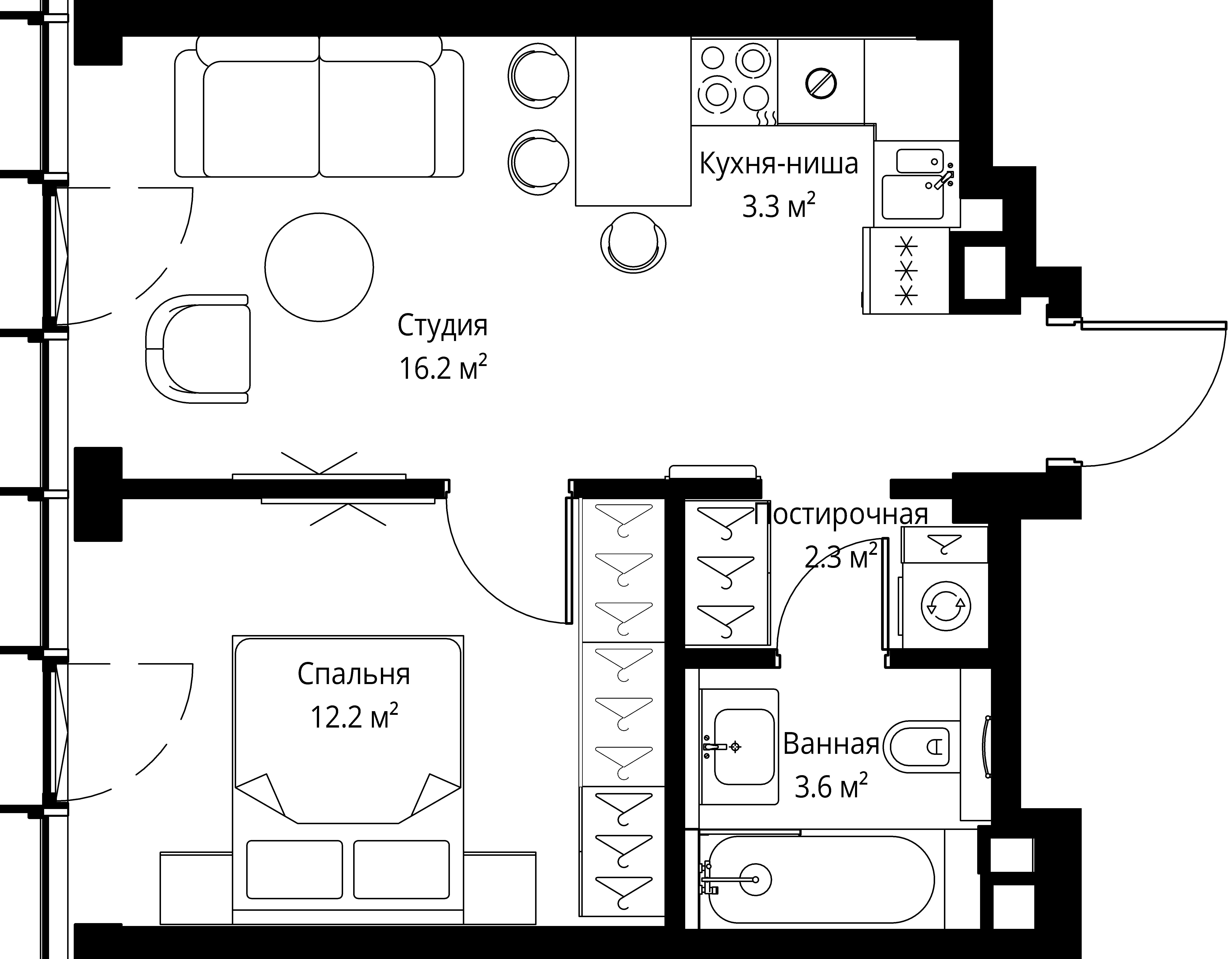 1 комн. квартира, 37.6 м², 18 этаж 
