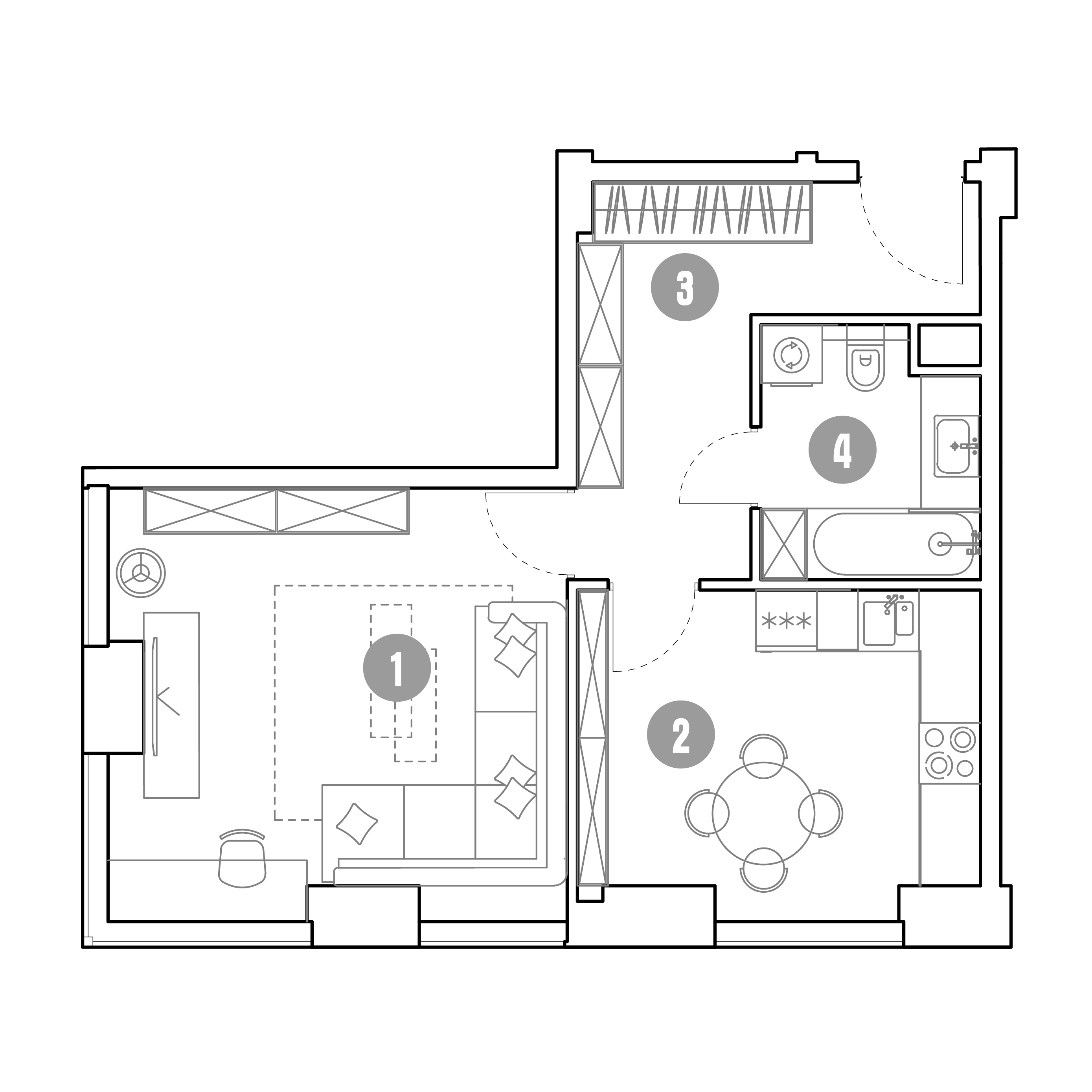 1 комн. квартира, 44.7 м², 4 этаж 