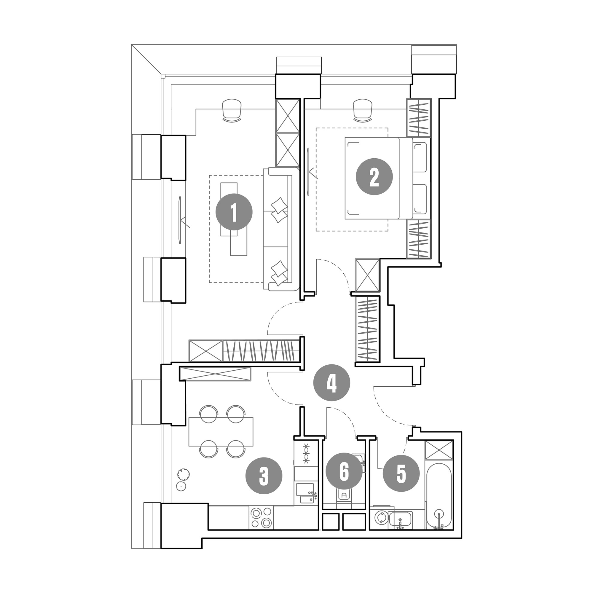 2 комн. квартира, 61.4 м², 14 этаж 