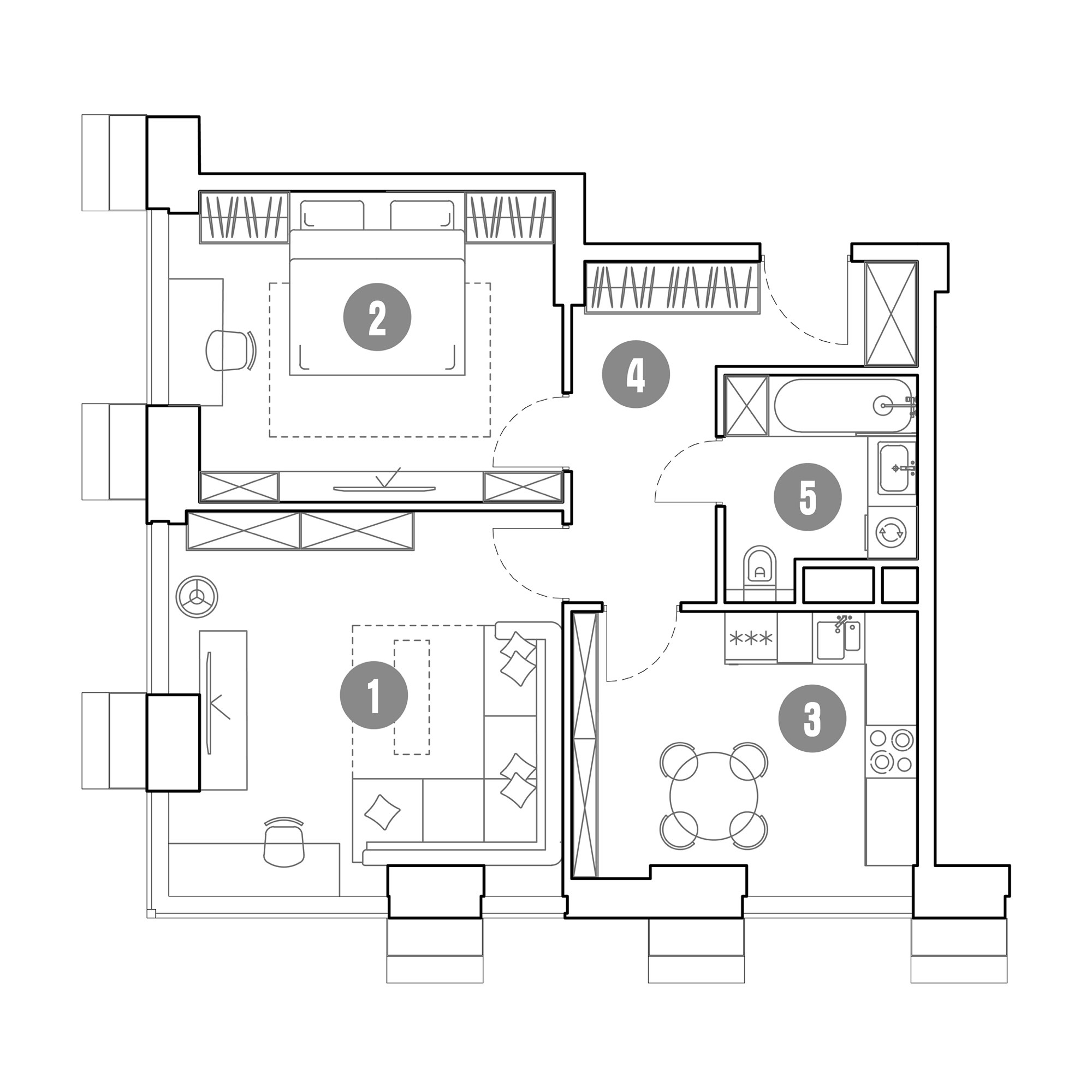 2 комн. квартира, 61.1 м², 14 этаж 