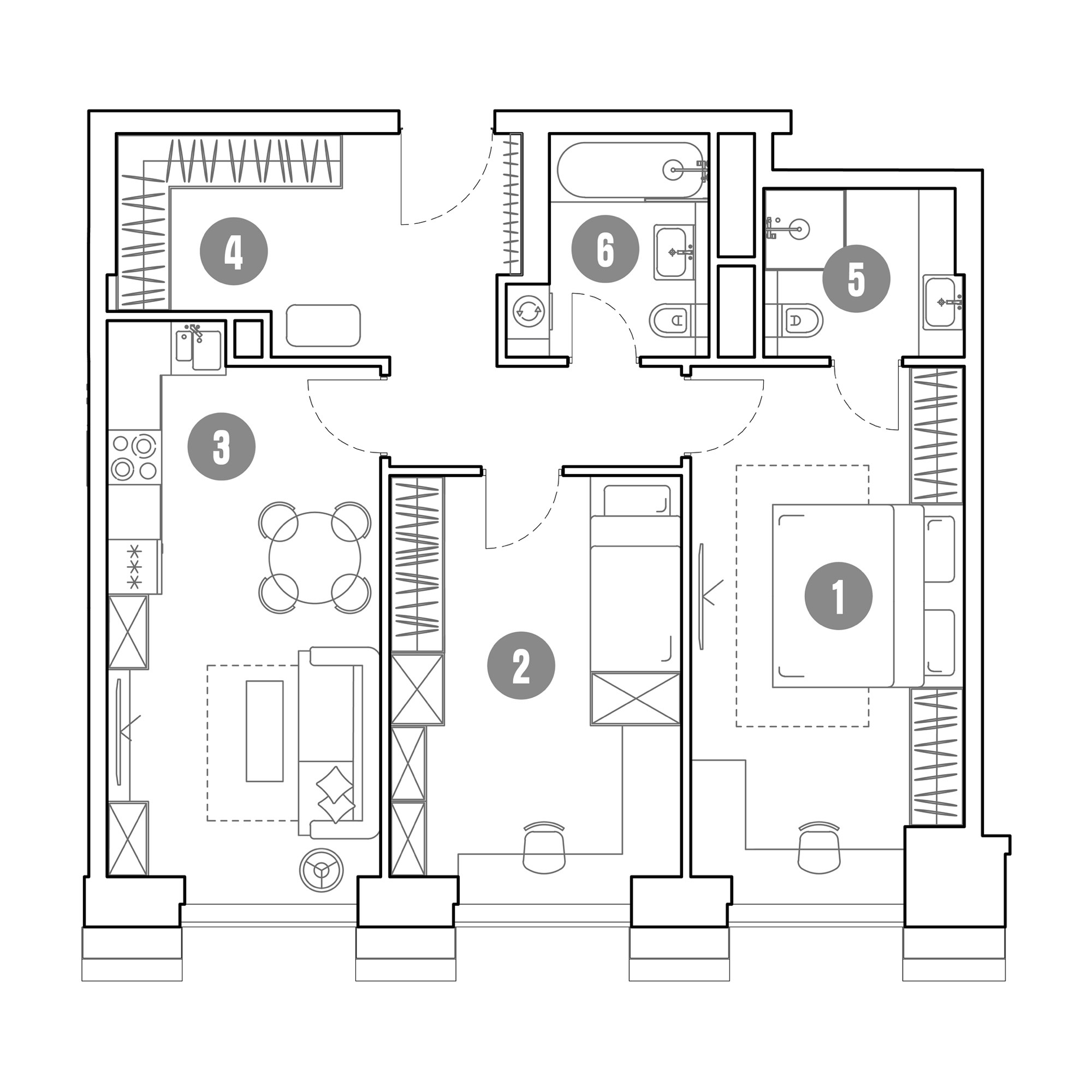 2 комн. квартира, 71.9 м², 23 этаж 