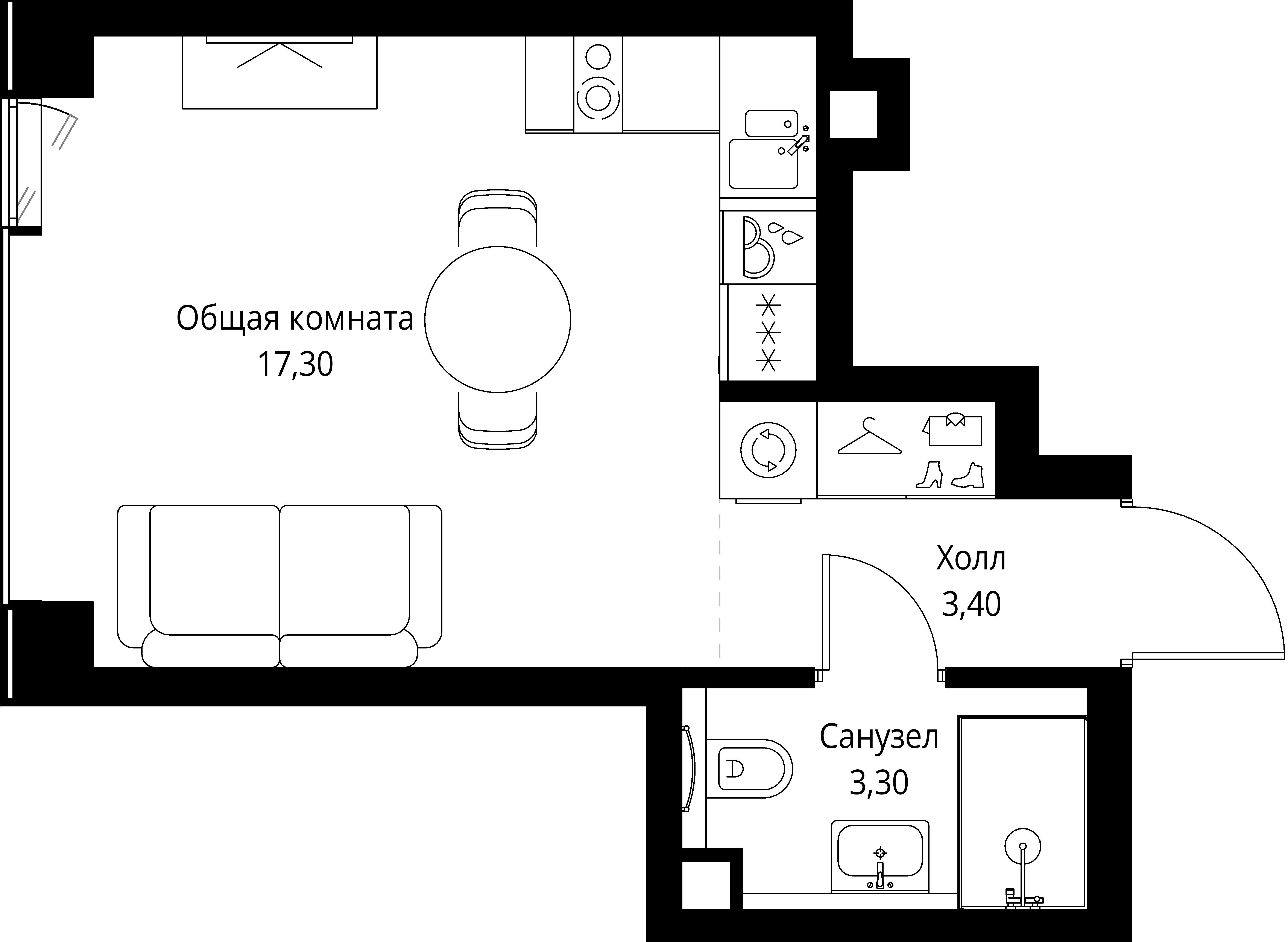 студия, 24 м², 10 этаж 