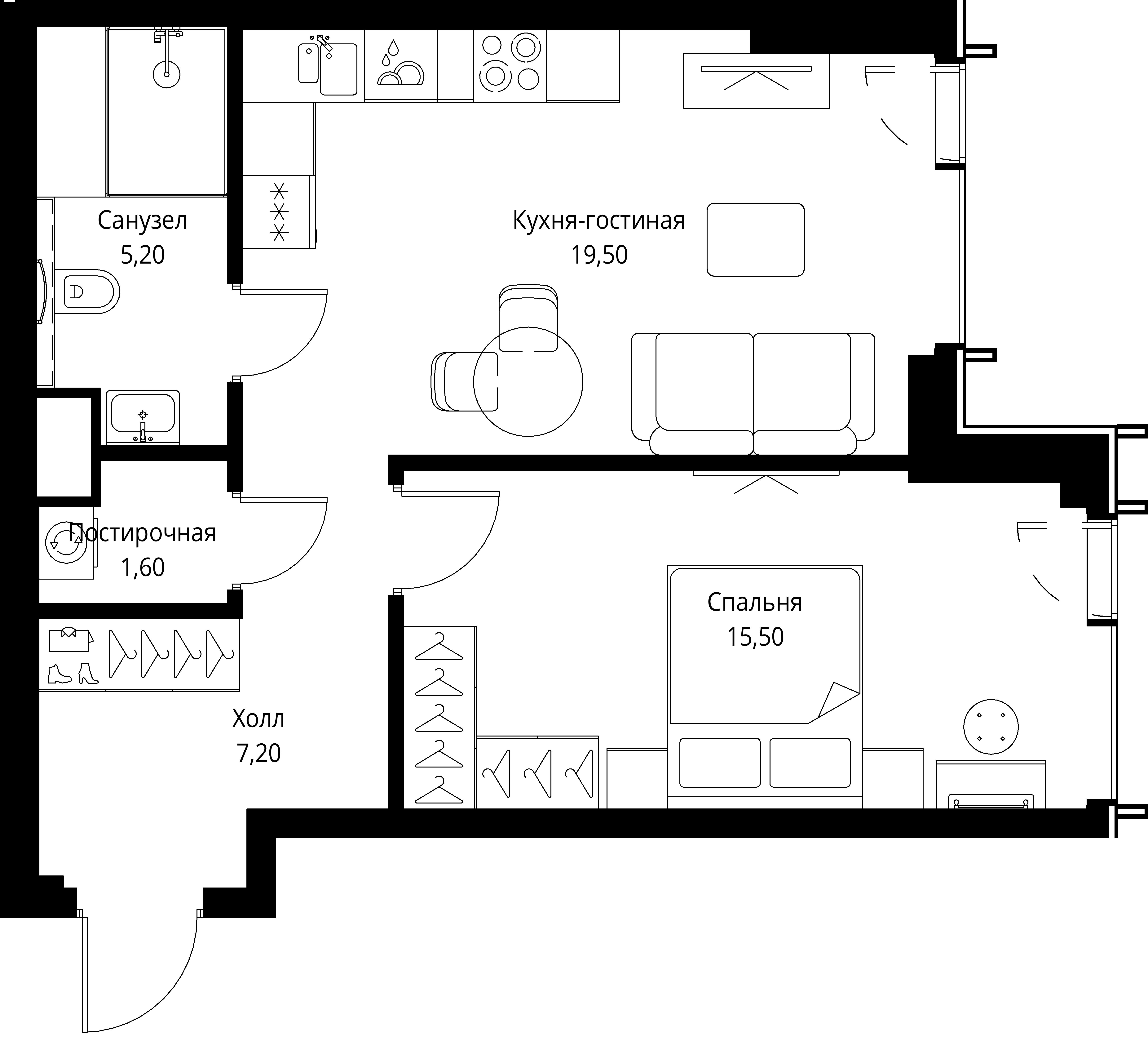 1 комн. квартира, 49 м², 11 этаж 