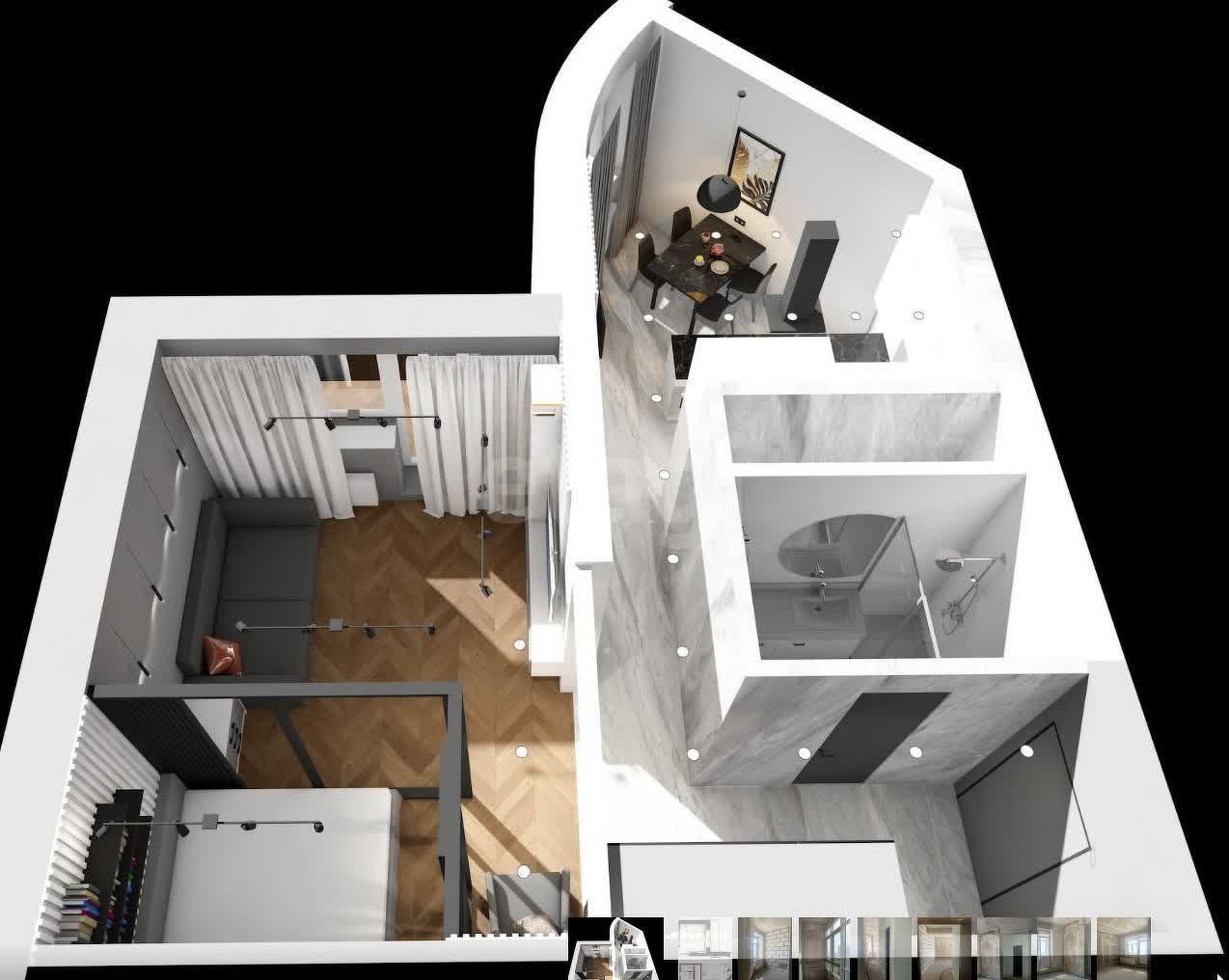 1 комн. квартира, 44.7 м², 22 этаж 
