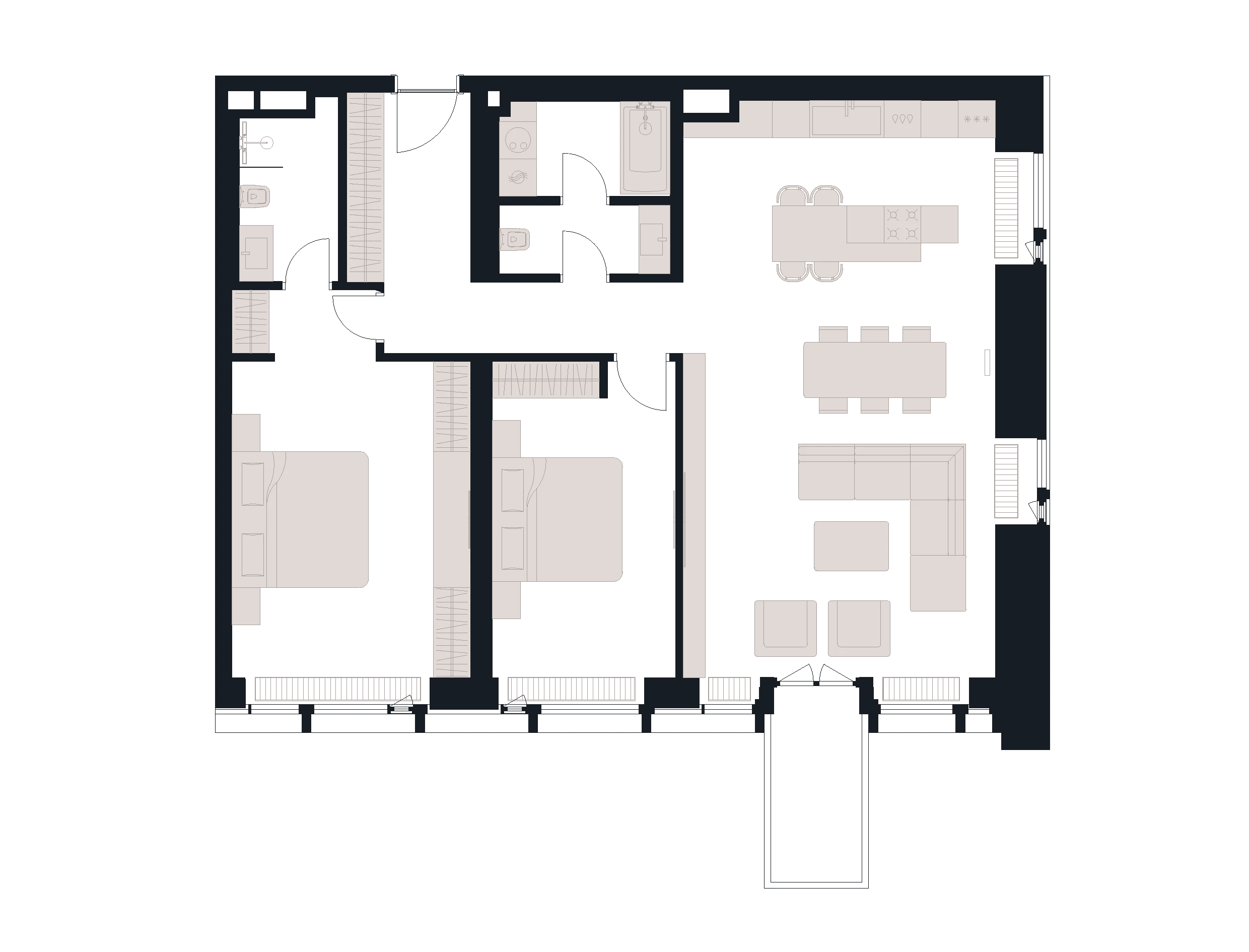 3 комн. квартира, 116.6 м², 8 этаж 