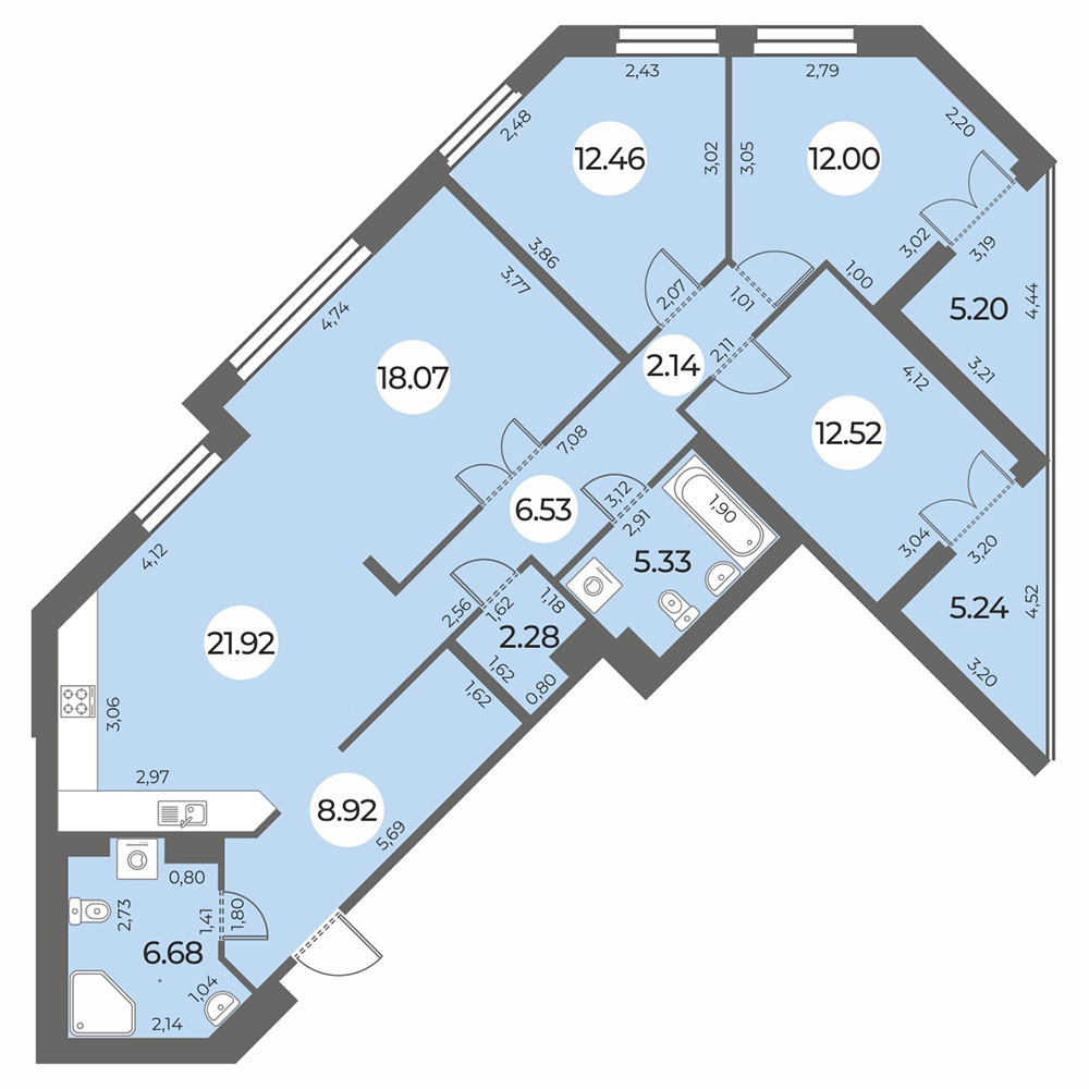 4 комн. квартира, 114.1 м², 6 этаж 