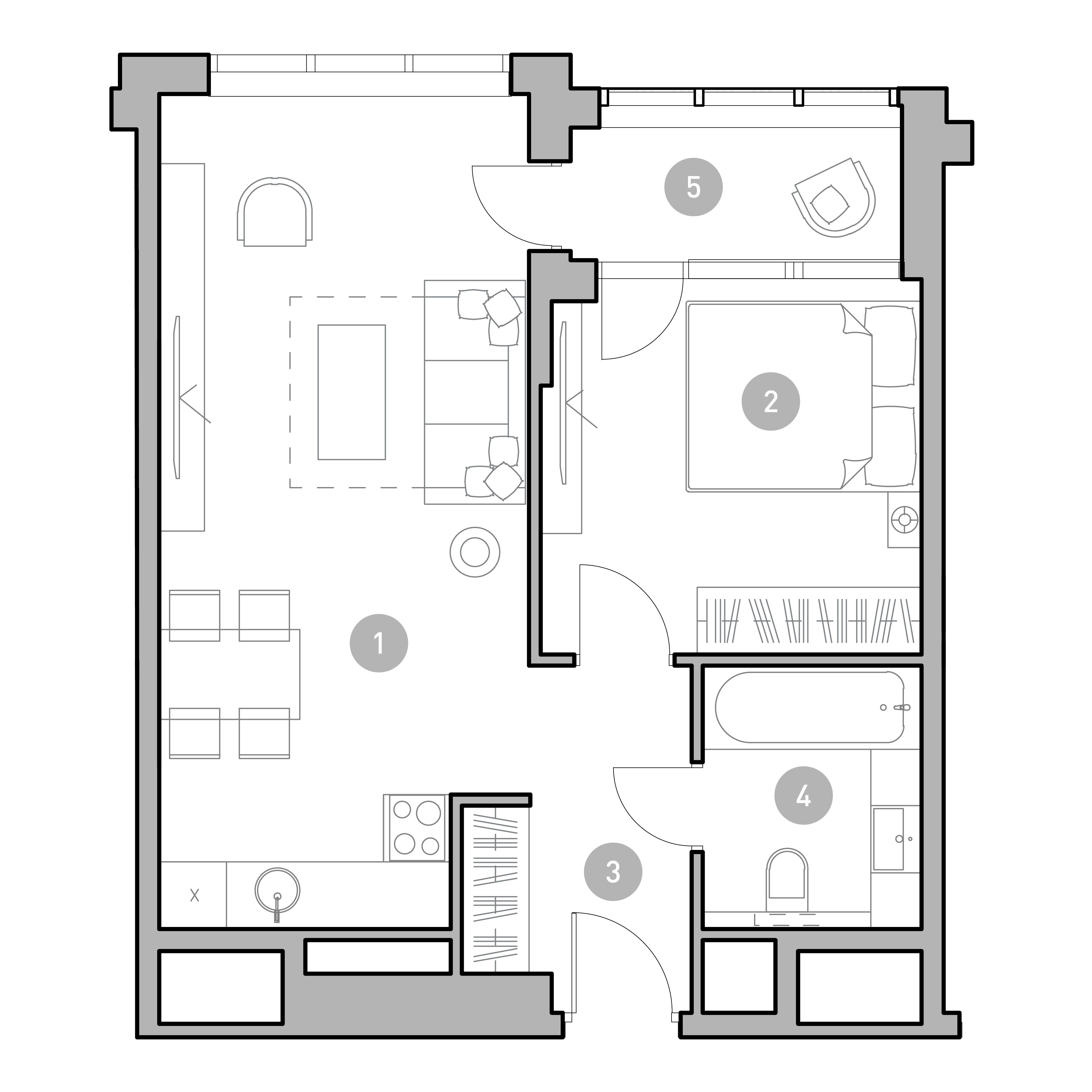 2 комн. квартира, 45.9 м², 22 этаж 