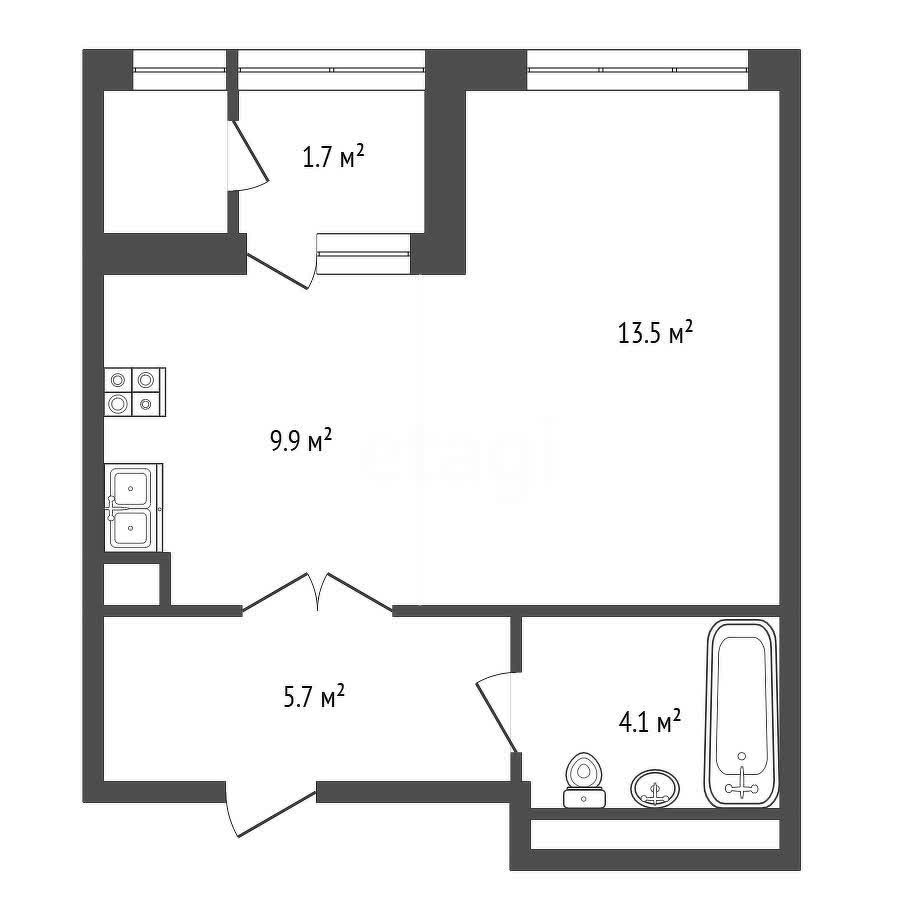 1 комн. квартира, 35 м², 8 этаж 