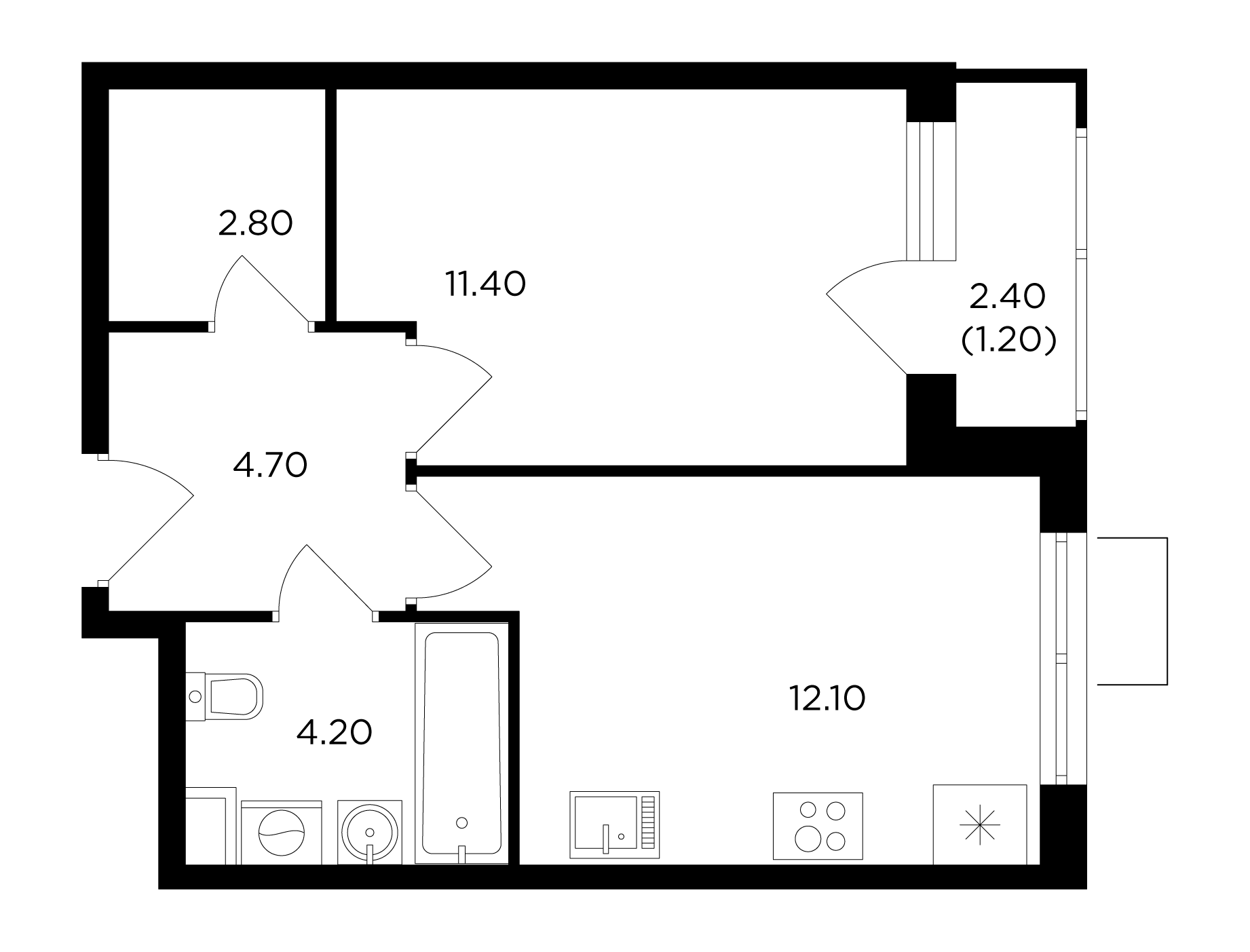 1 комн. квартира, 36.5 м², 10 этаж 