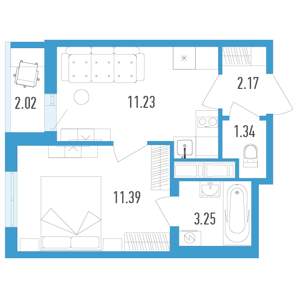 студия, 30.4 м², 11 этаж 