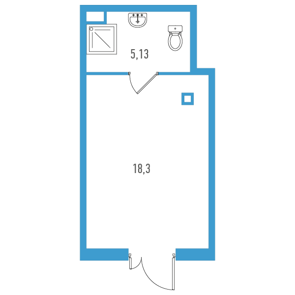 студия, 24.2 м², 1 этаж 