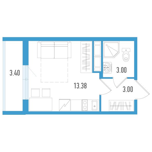 студия, 20.8 м², 5 этаж 