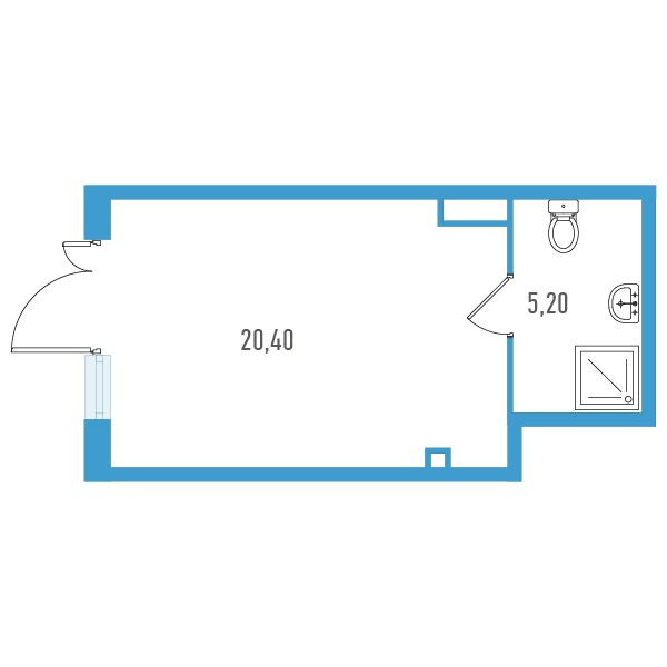 студия, 26.3 м², 1 этаж 