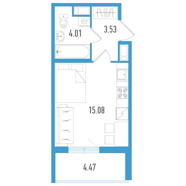студия, 25.1 м², 9 этаж 