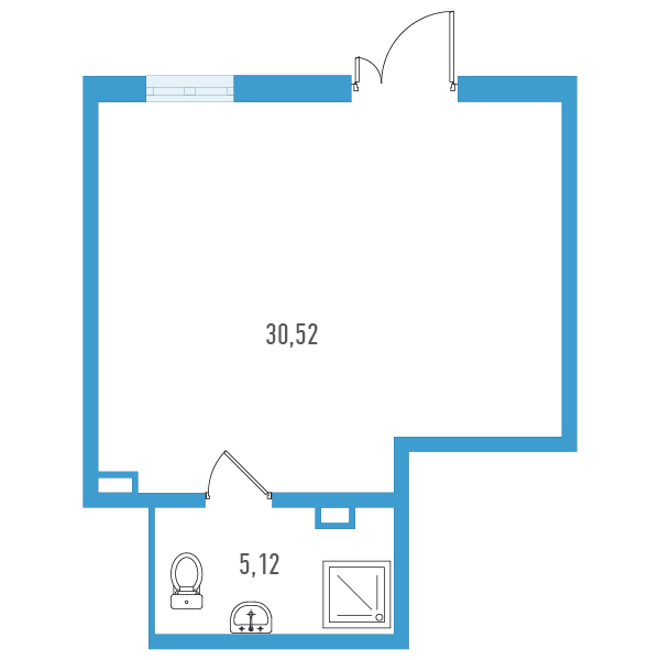 студия, 36.3 м², 1 этаж 
