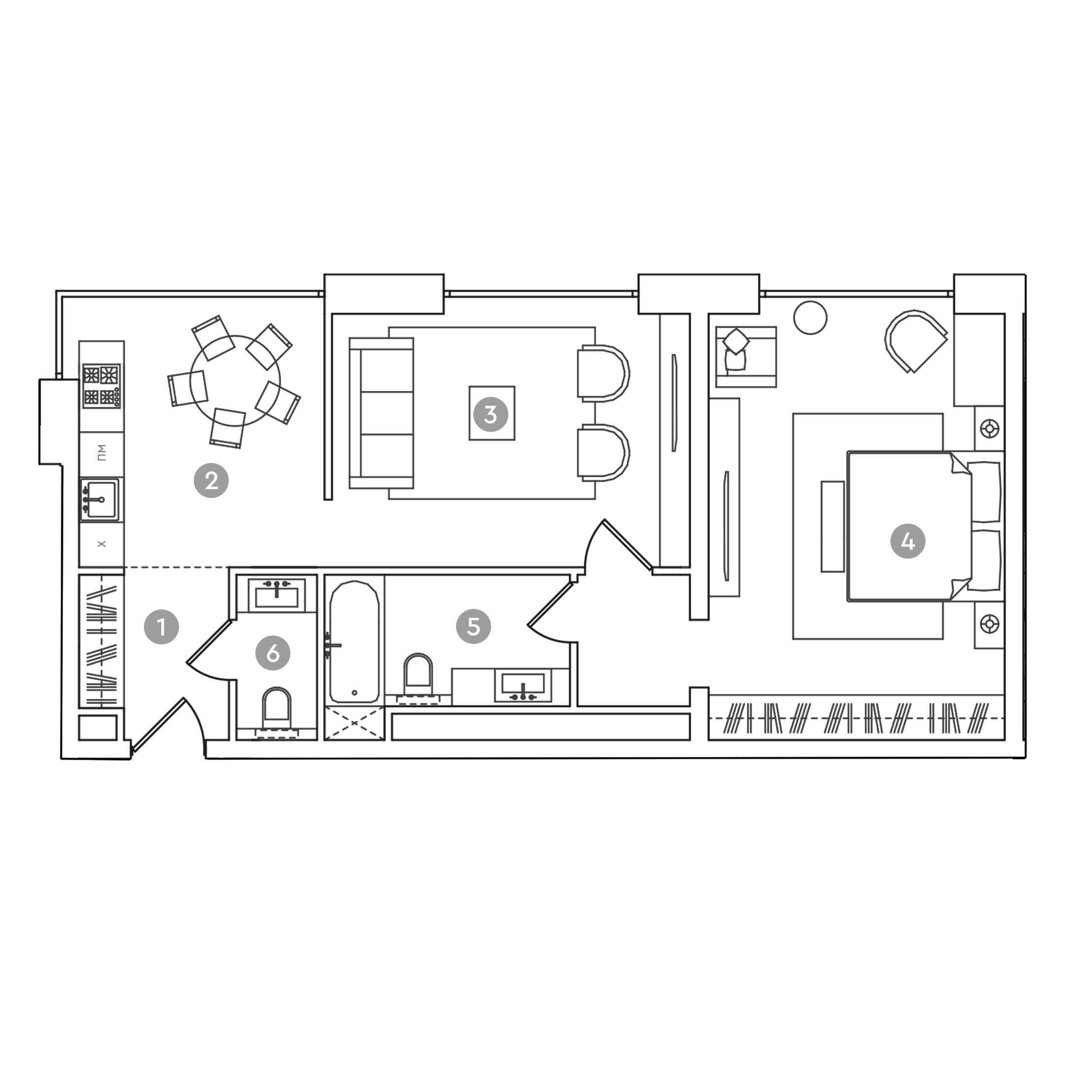 2 комн. квартира, 66.3 м², 13 этаж 
