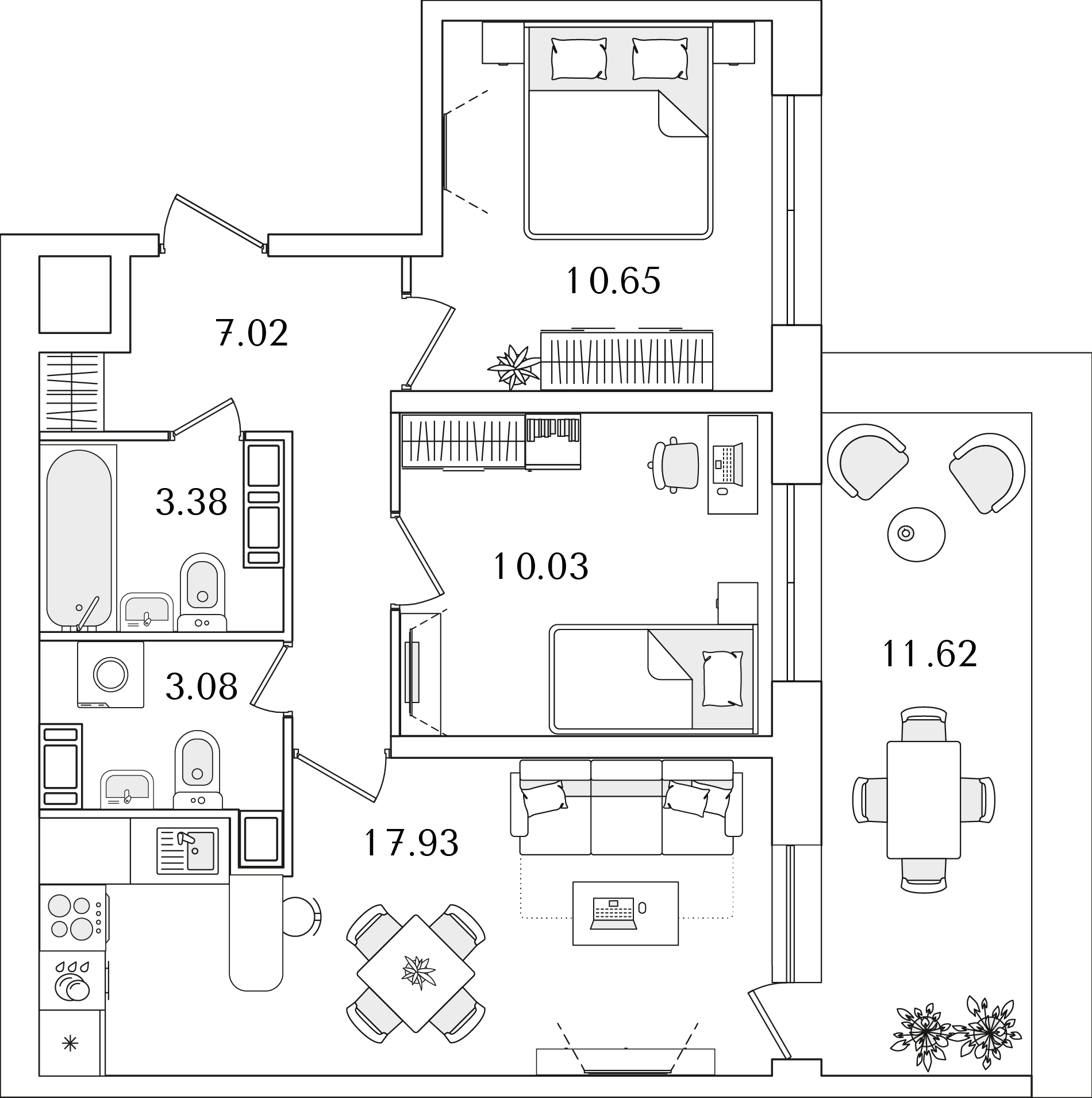 2 комн. квартира, 55.6 м², 16 этаж 