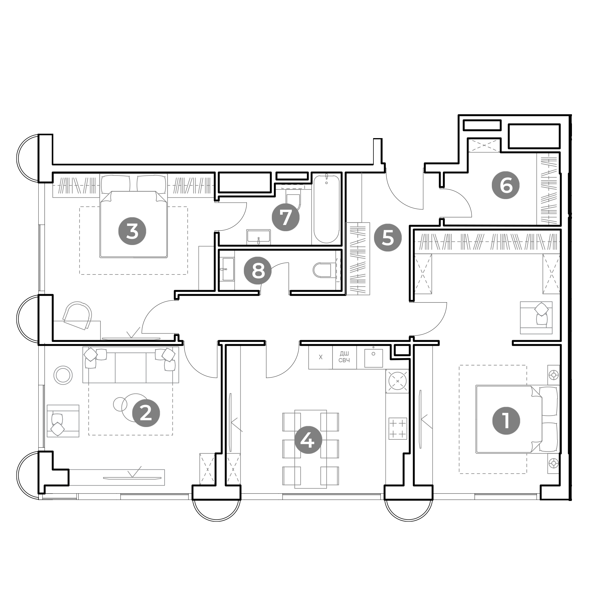 3 комн. квартира, 98.3 м², 21 этаж 