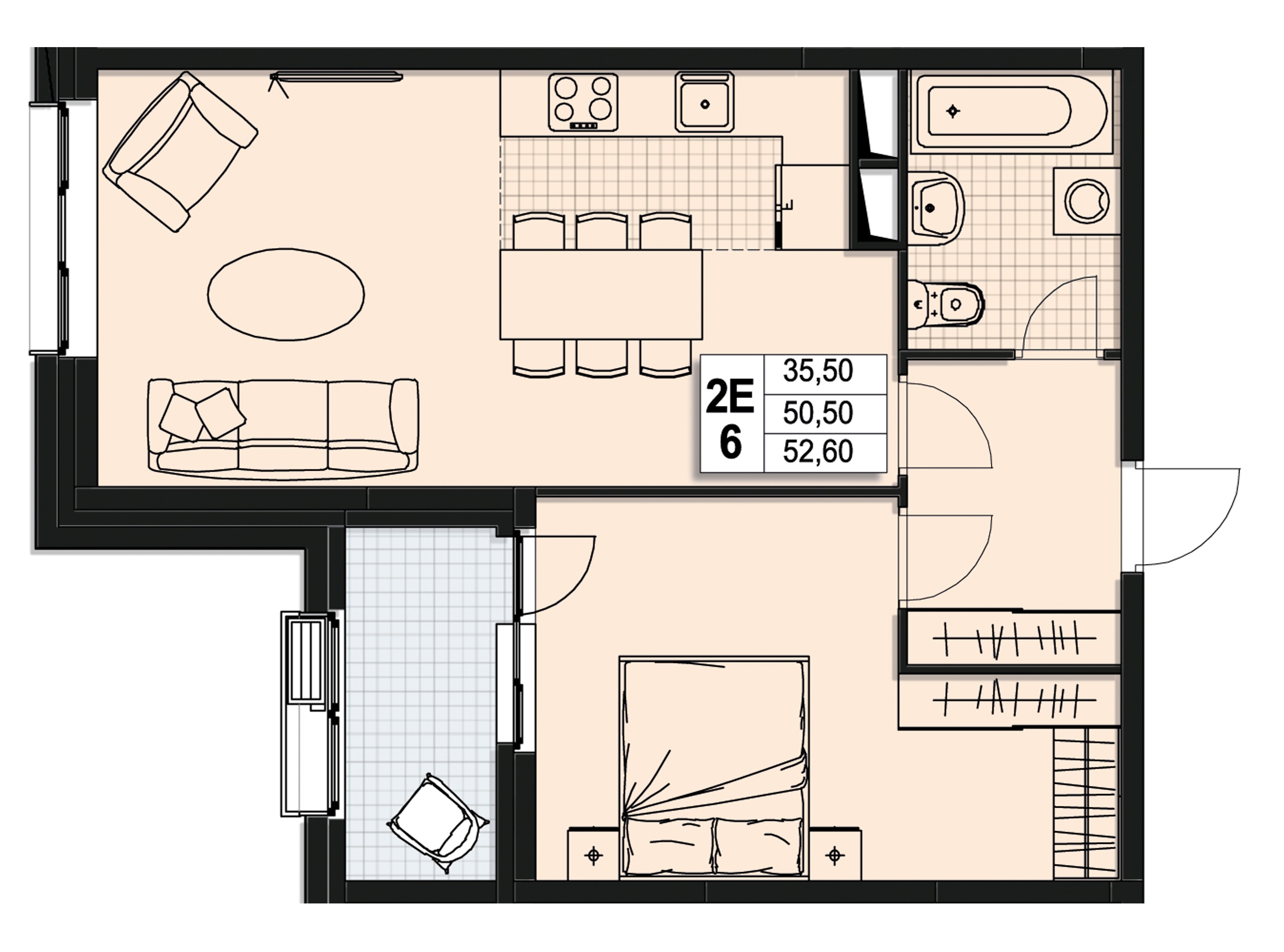 2 комн. квартира, 50 м², 9 этаж 