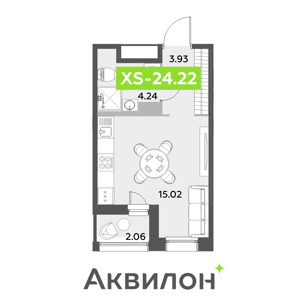 студия, 24.2 м², 9 этаж 