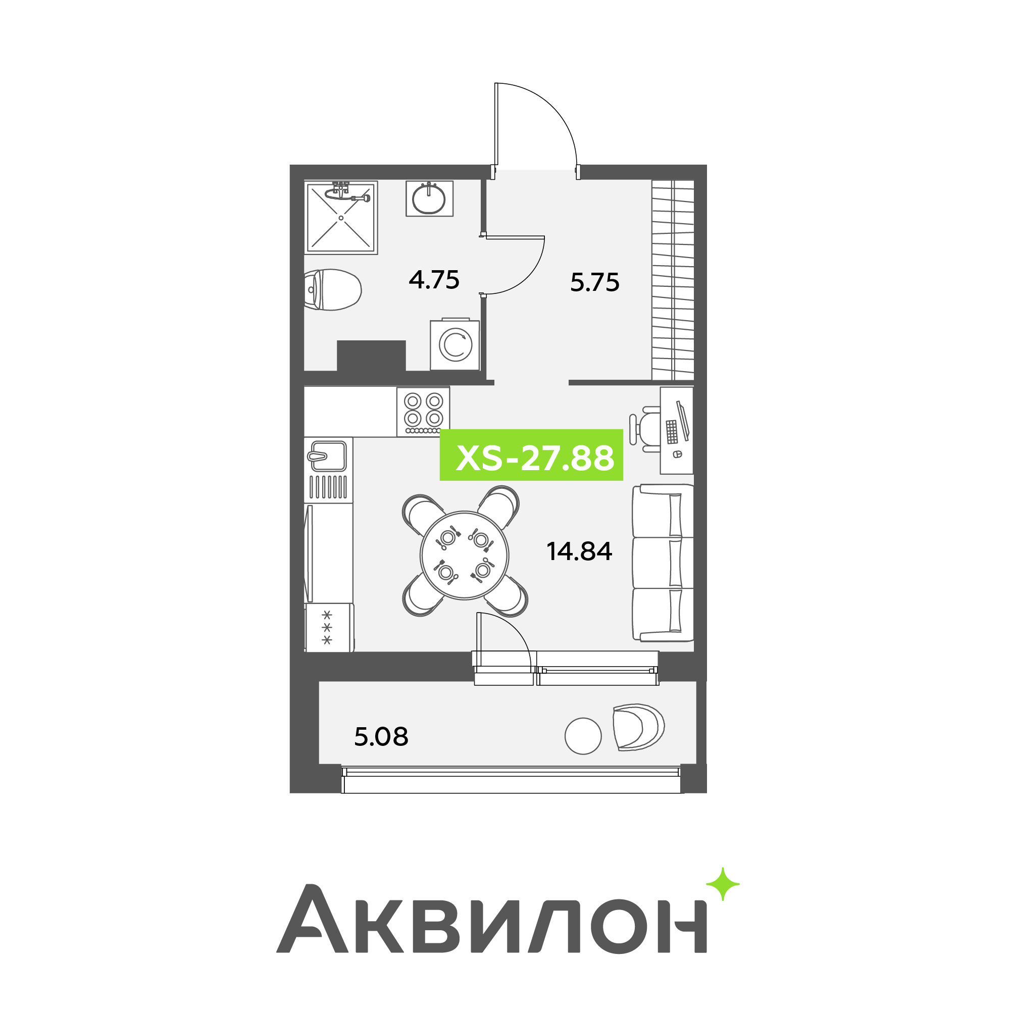 студия, 27.9 м², 9 этаж 