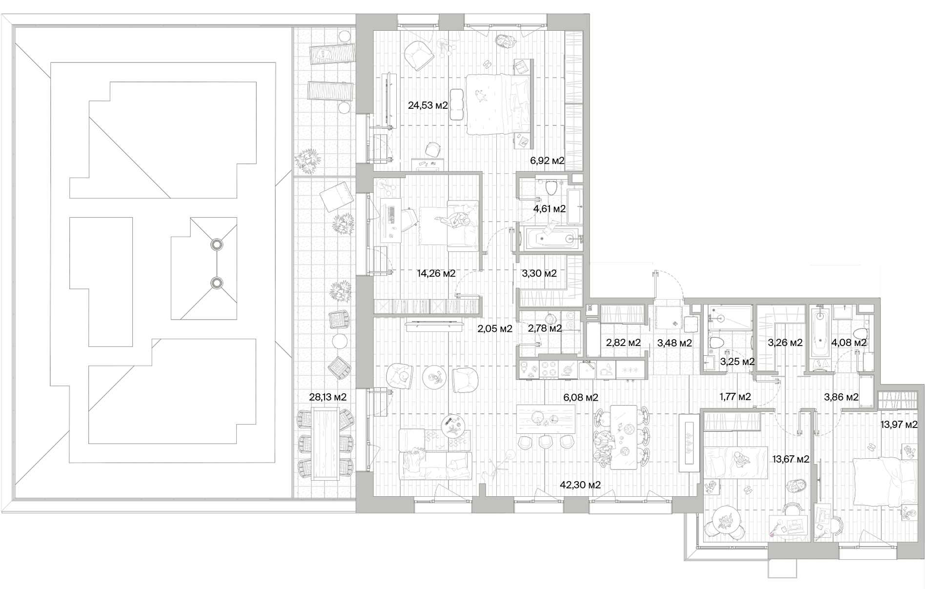 3 комн. квартира, 165.4 м², 9 этаж 