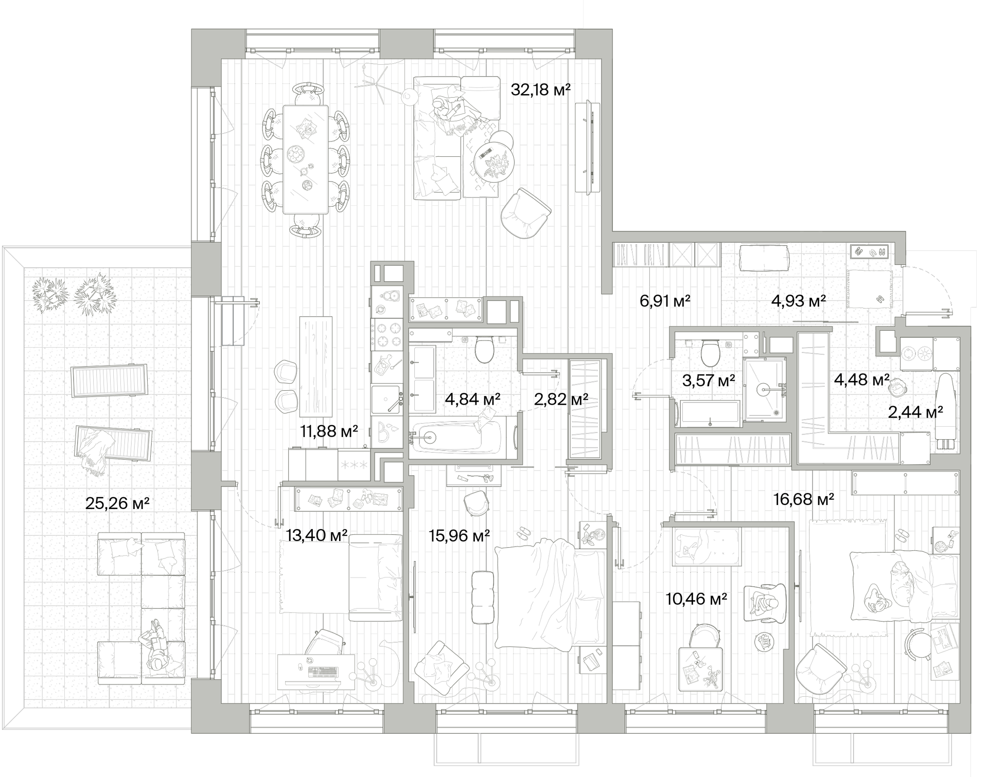 3 комн. квартира, 138.1 м², 5 этаж 