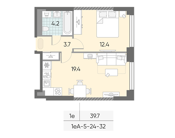 студия, 39.7 м², 29 этаж 
