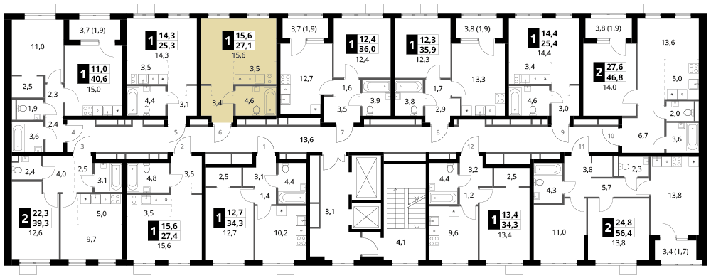 студия, 27.1 м², 4 этаж 