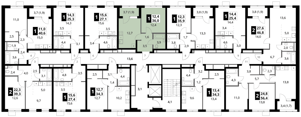 1 комн. квартира, 36 м², 5 этаж 