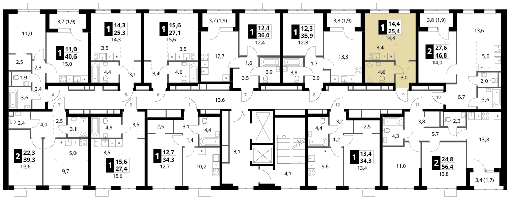 студия, 25.4 м², 5 этаж 