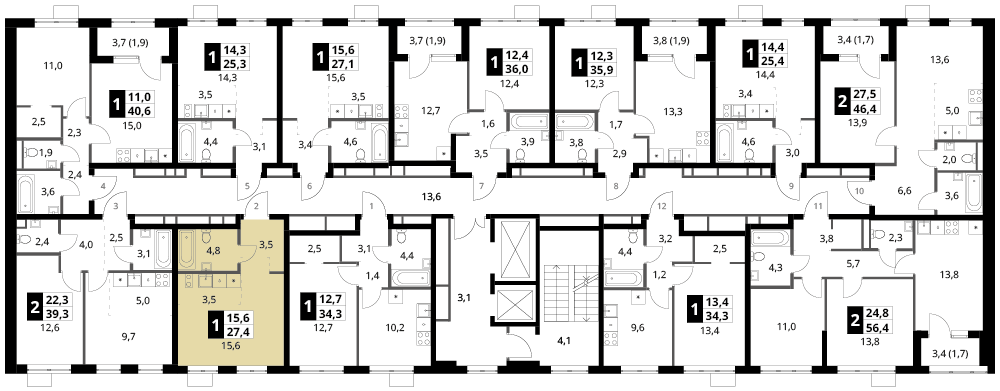 студия, 27.4 м², 6 этаж 